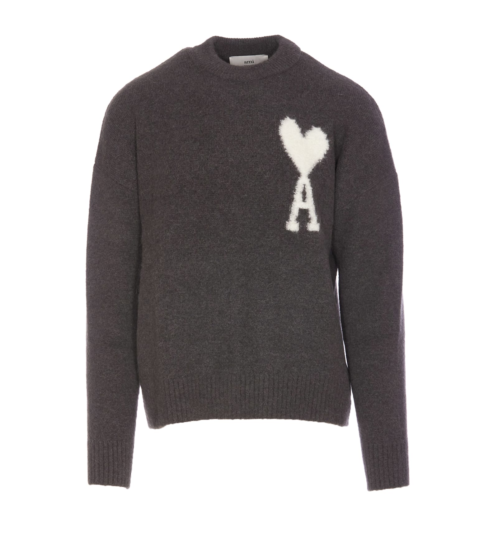 Shop Ami Alexandre Mattiussi Ami De Coeur Sweater In Grey