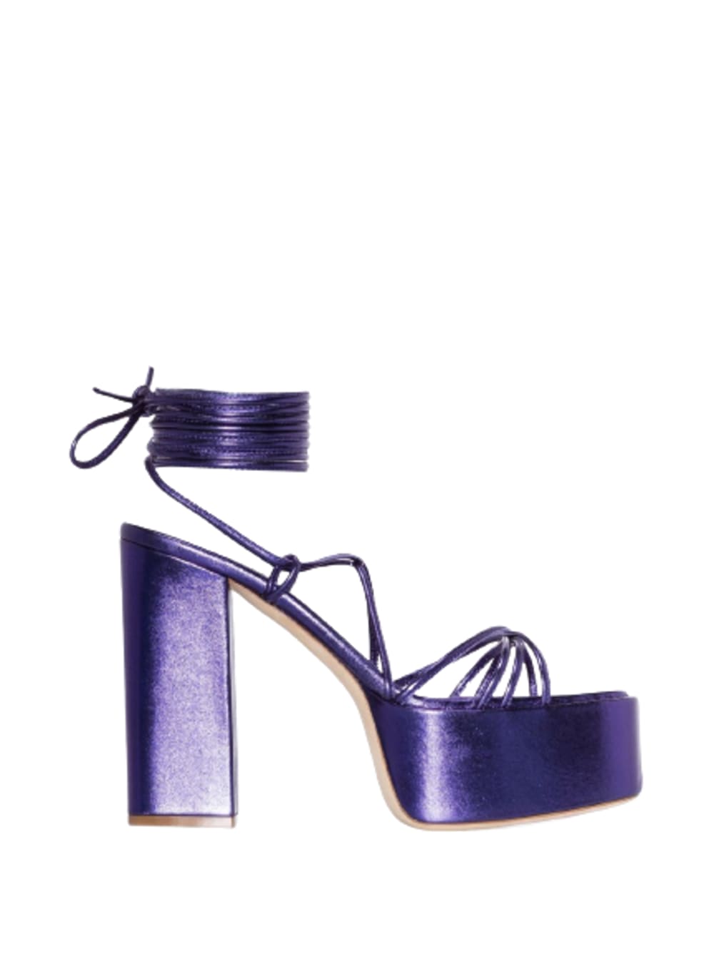 Paris Texas Womans Malena Metellized Purple Leather Sandals