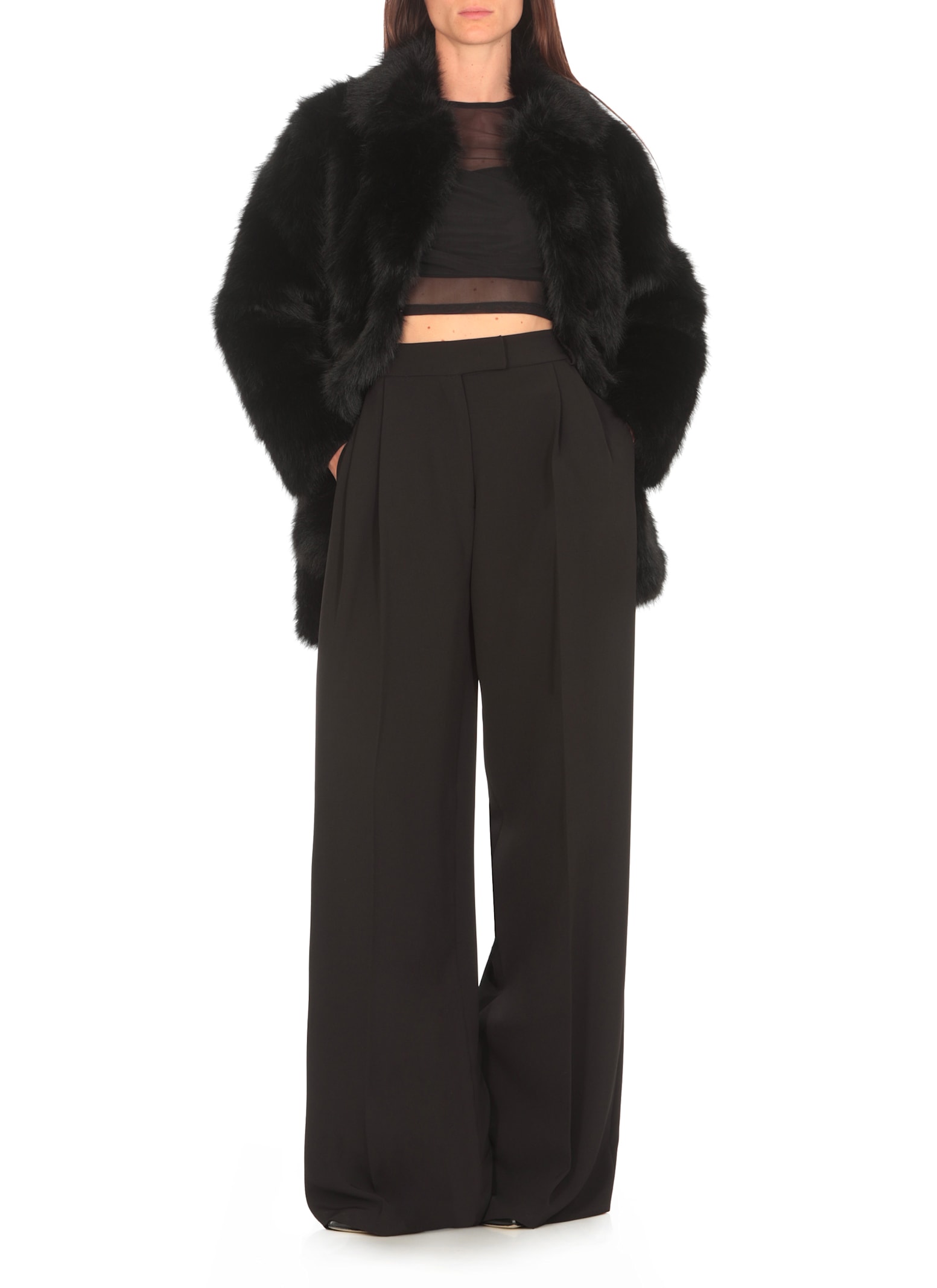 Shop Betta Corradi Faux Fur Coat In Black