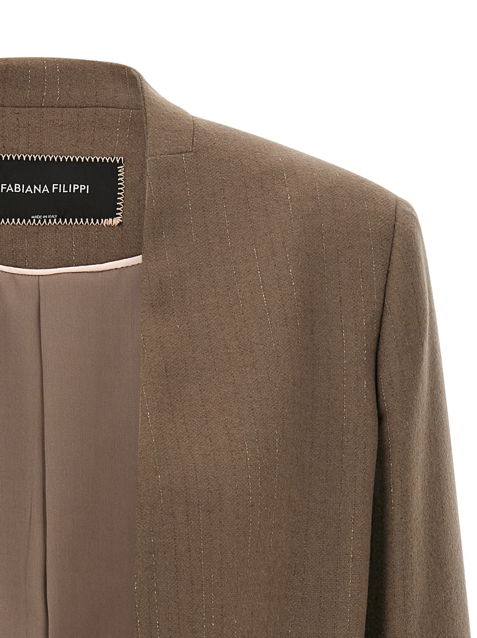Fabiana Filippi Cropped Pinstripe Jacket In Brown