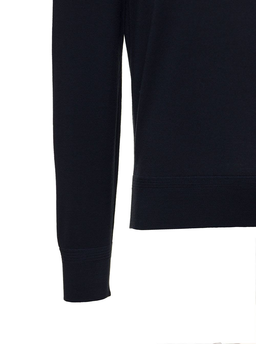 Shop Tom Ford Dark Blue Crewneck Pullover With Rib Trim In Wool Man