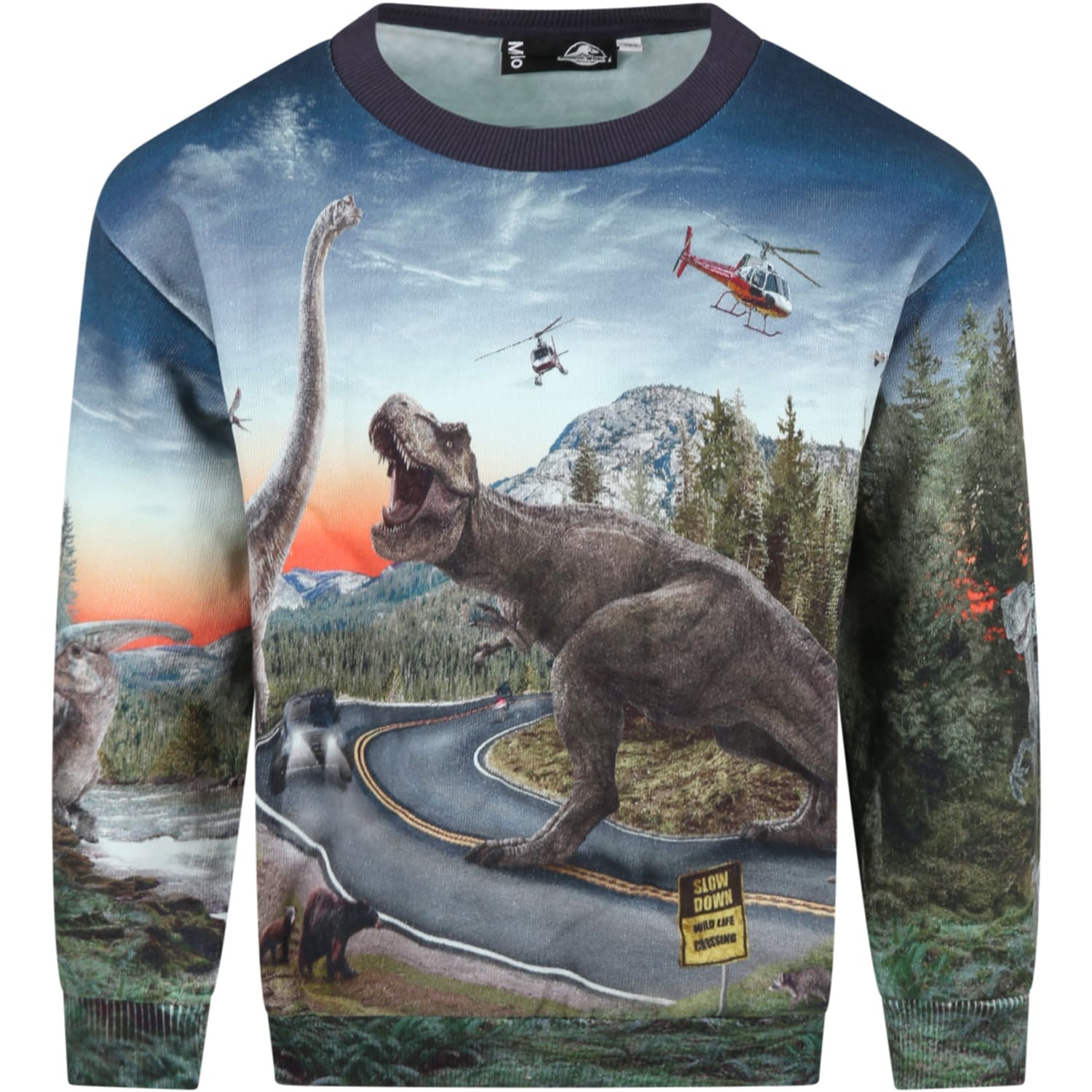 Molo Multicolor Sweatshirt For Kids With Dinosaur