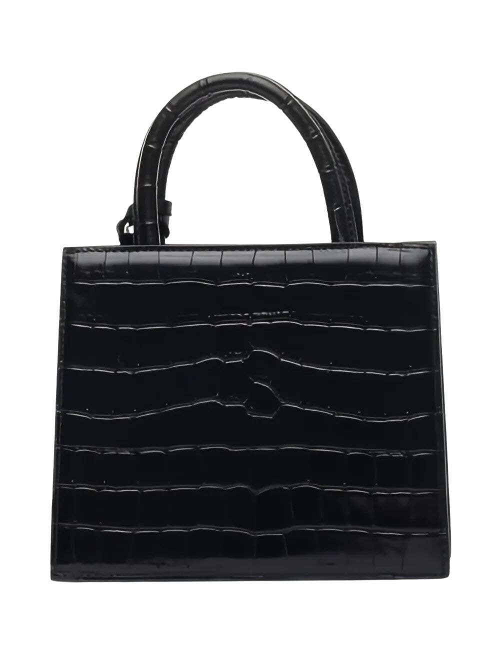 Mc2 Saint Barth Crocodile Texture Shoulder Bag Top Handle In Black