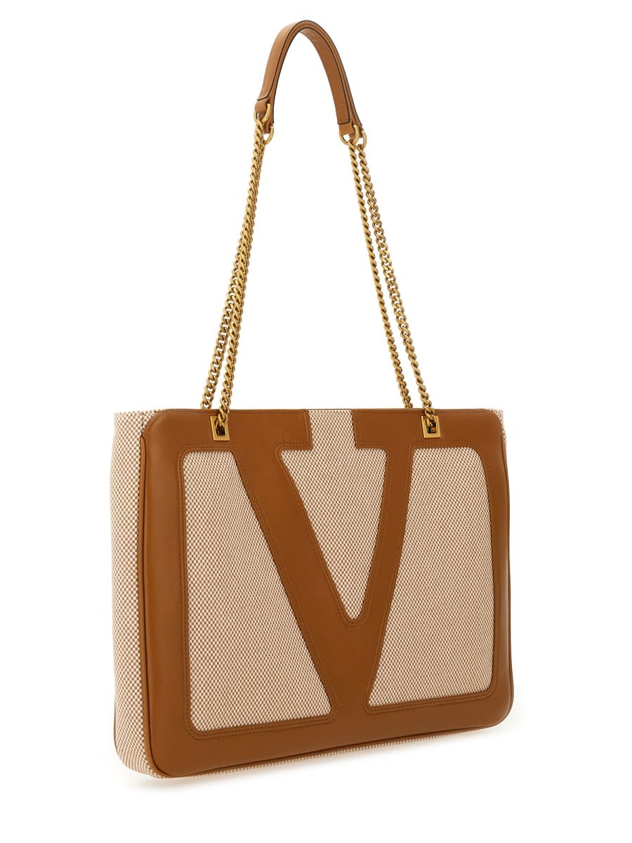 Valentino Garavani Garavani Viva Superstar Medium Canvas Shopping Bag Woman Natural/spice Uni