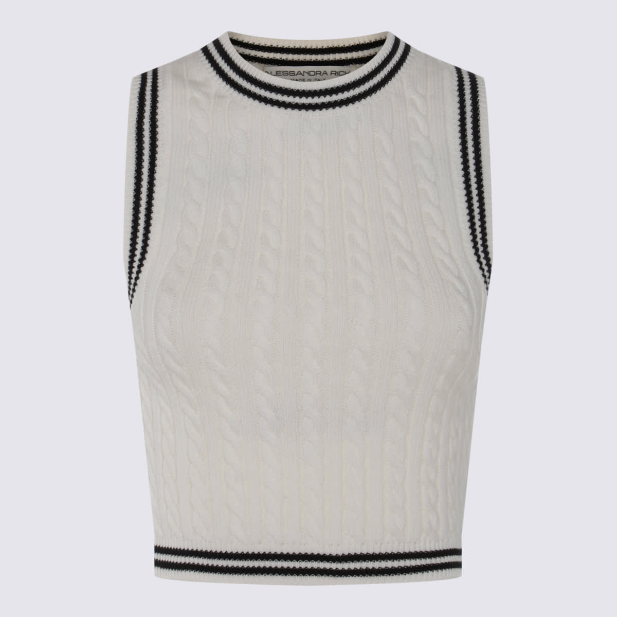 ALESSANDRA RICH WHITE AND BLACK COTTON TOP