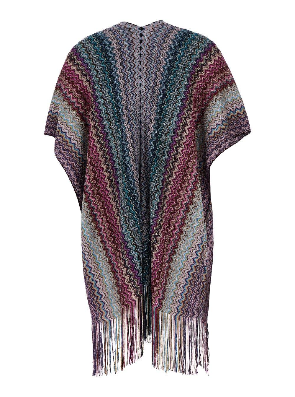 Shop Missoni Zigzag Woven Fringed Edge Cape  In Multicolor