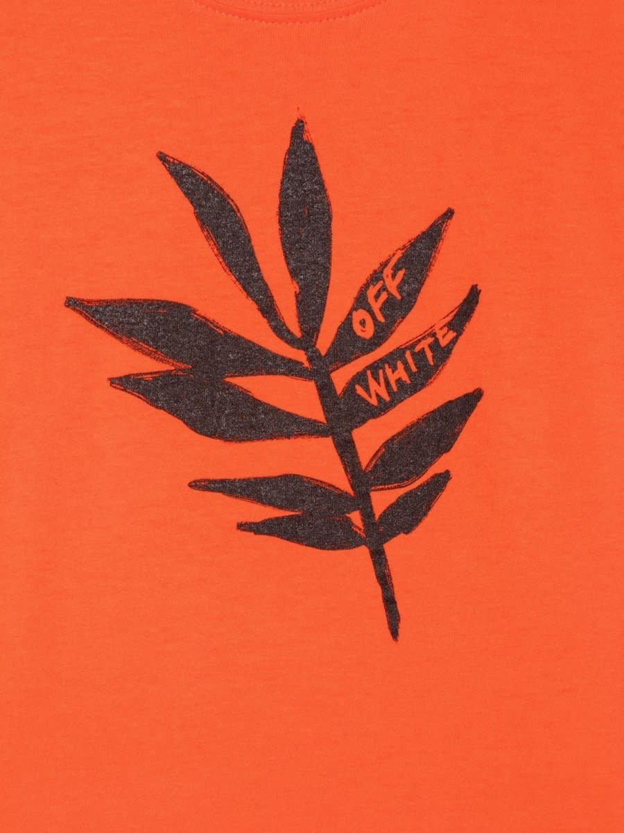 Off-white T-shirt In Jersey Di Cotone Stampato In Orange