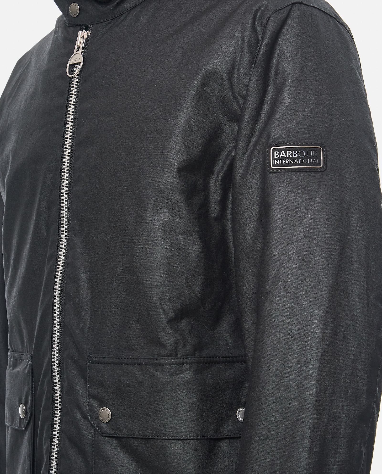 Shop Barbour Lutlaw Harrington Wax Jacket In Black
