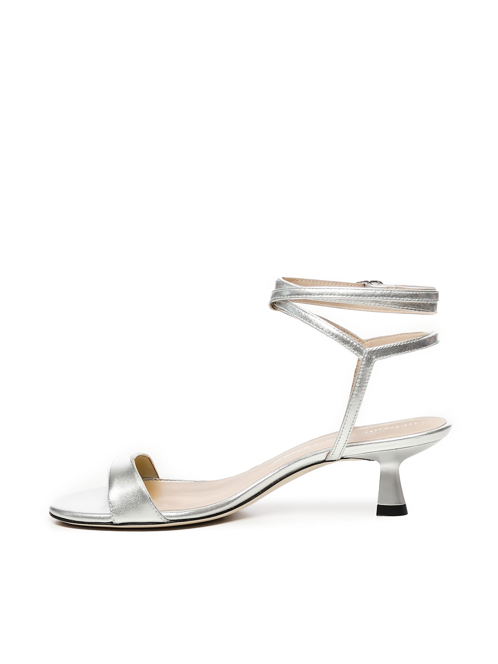 Stuart Weitzman Nudist Wrap Sandals In Silver