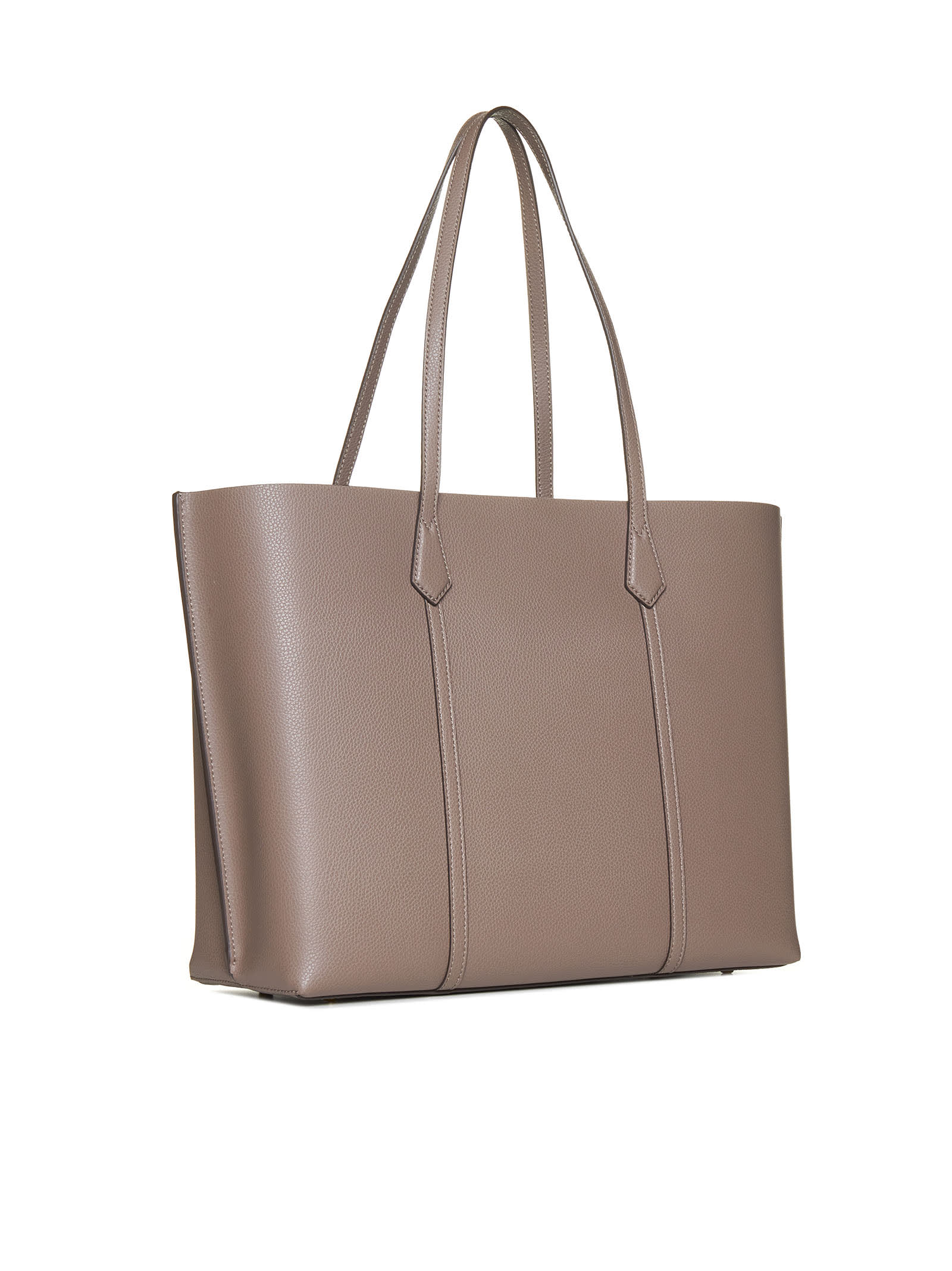 Tory Burch Perry Triple Compartment Leather Tote In Brown