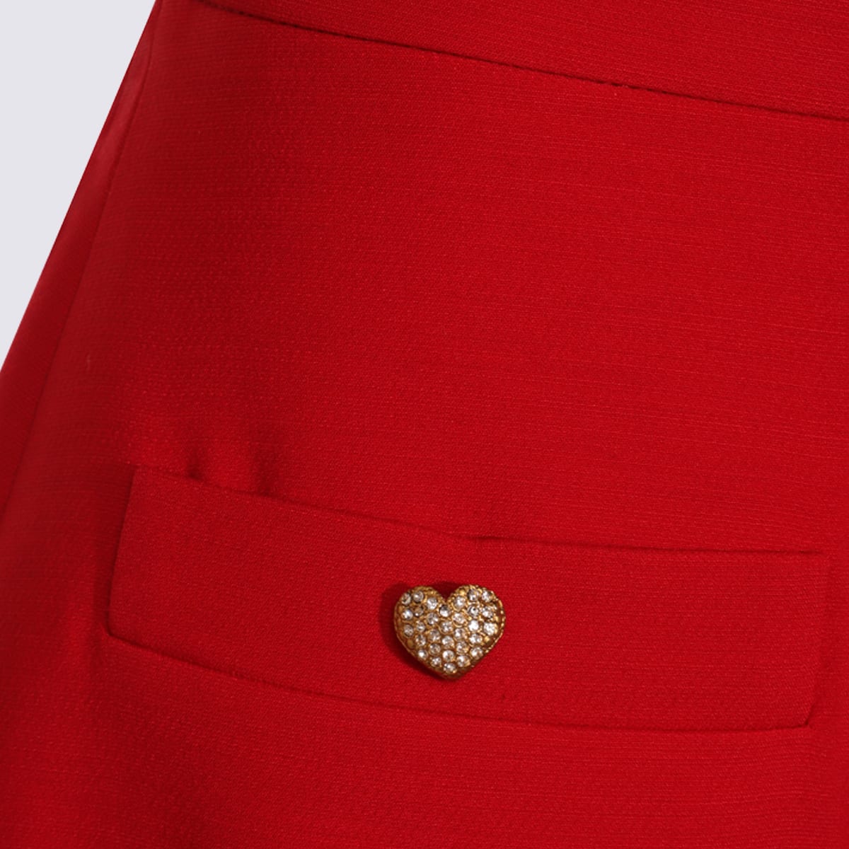 Valentino Crepe Couture Skirt With Heart Jewel Buttons In Red