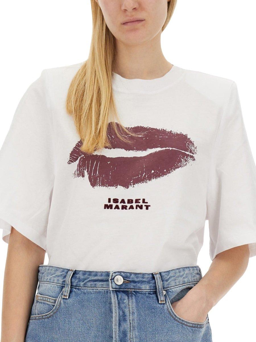 Shop Isabel Marant Lip-printed Crewneck T-shirt In White
