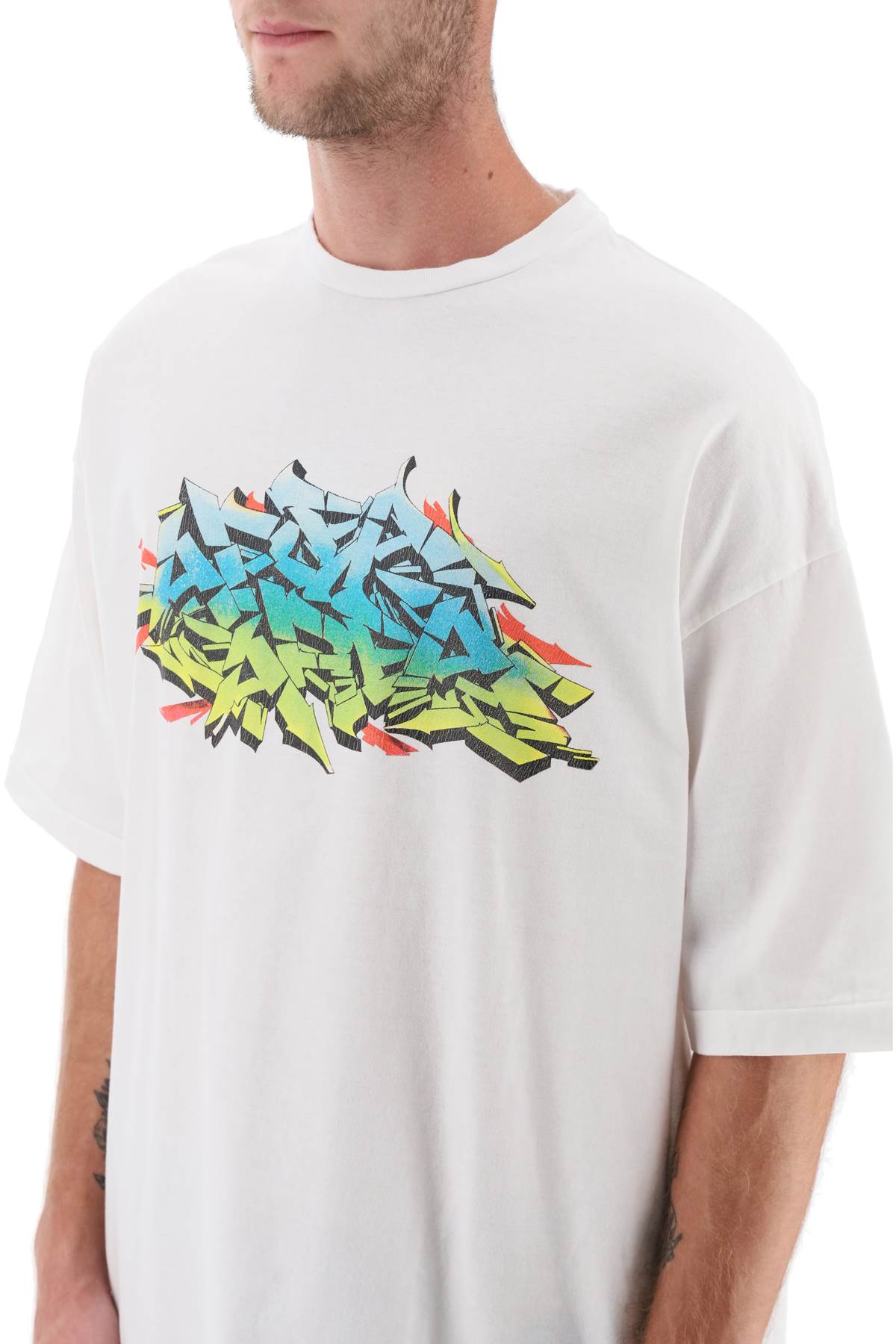 Shop Children Of The Discordance Graffiti Print T-shirt In Area Wht (white)