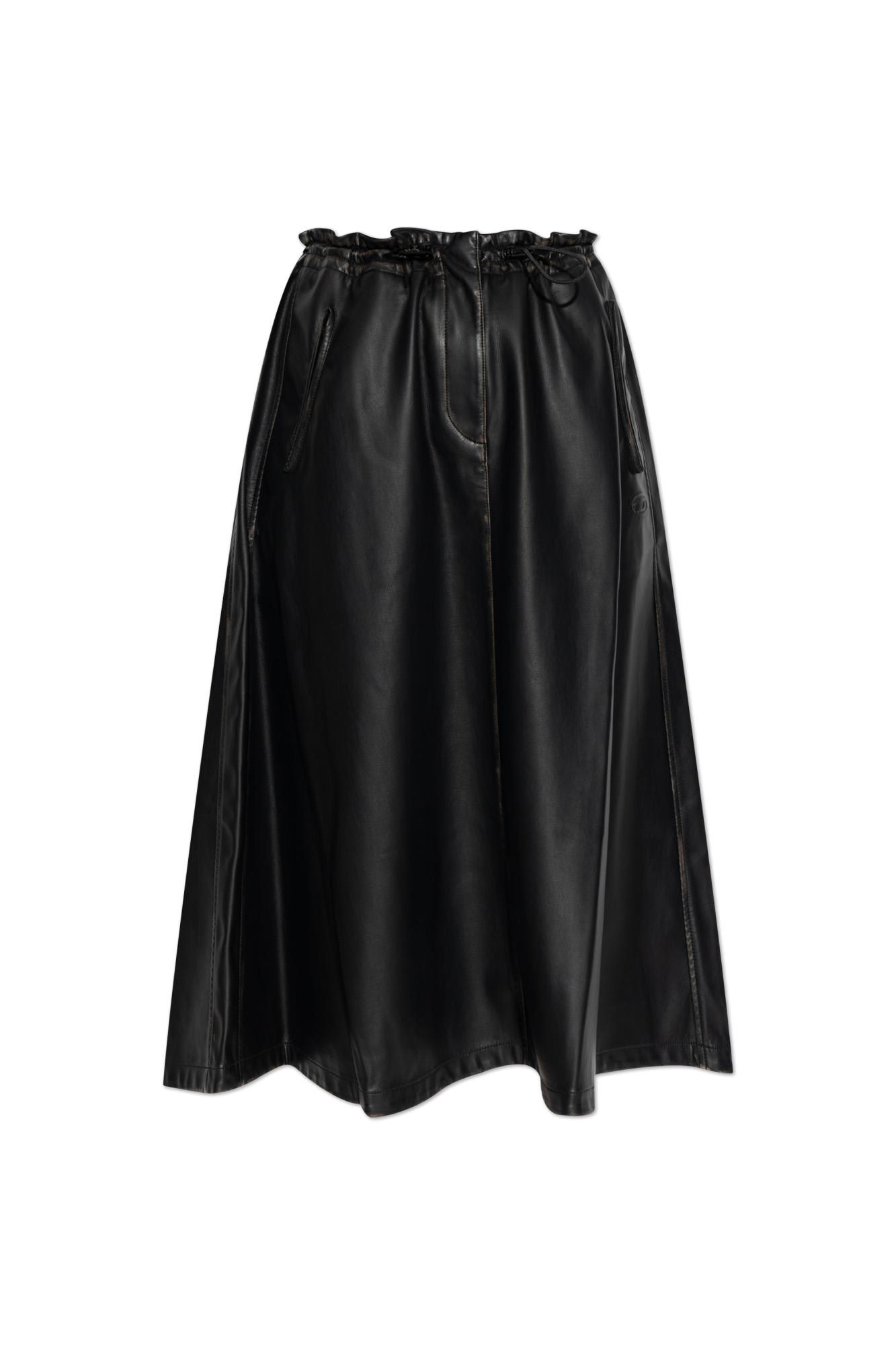 Diesel O-blivion Midi Skirt With Elastic Waist In Black
