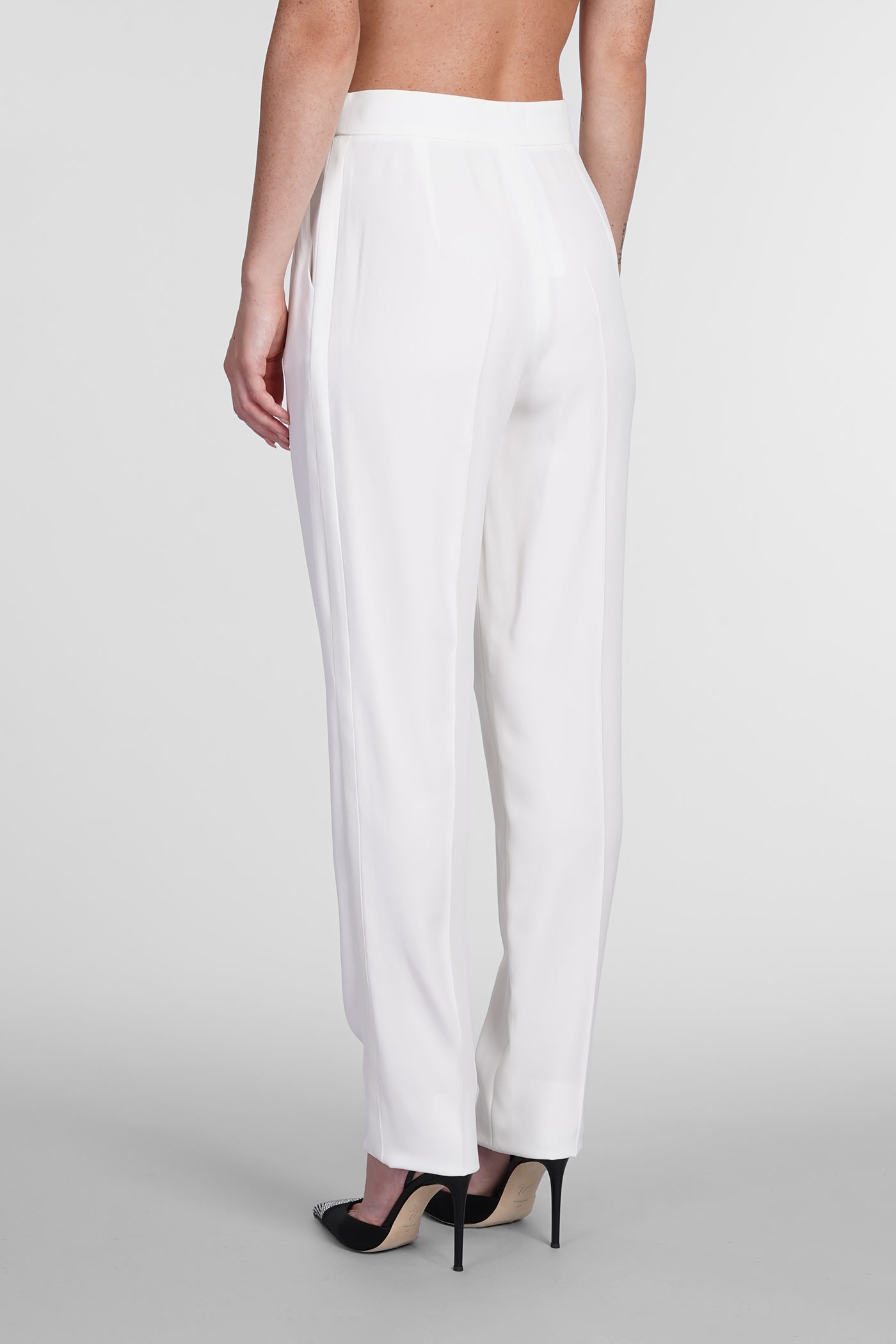 Shop Emporio Armani Darted High-waist Trousers In White