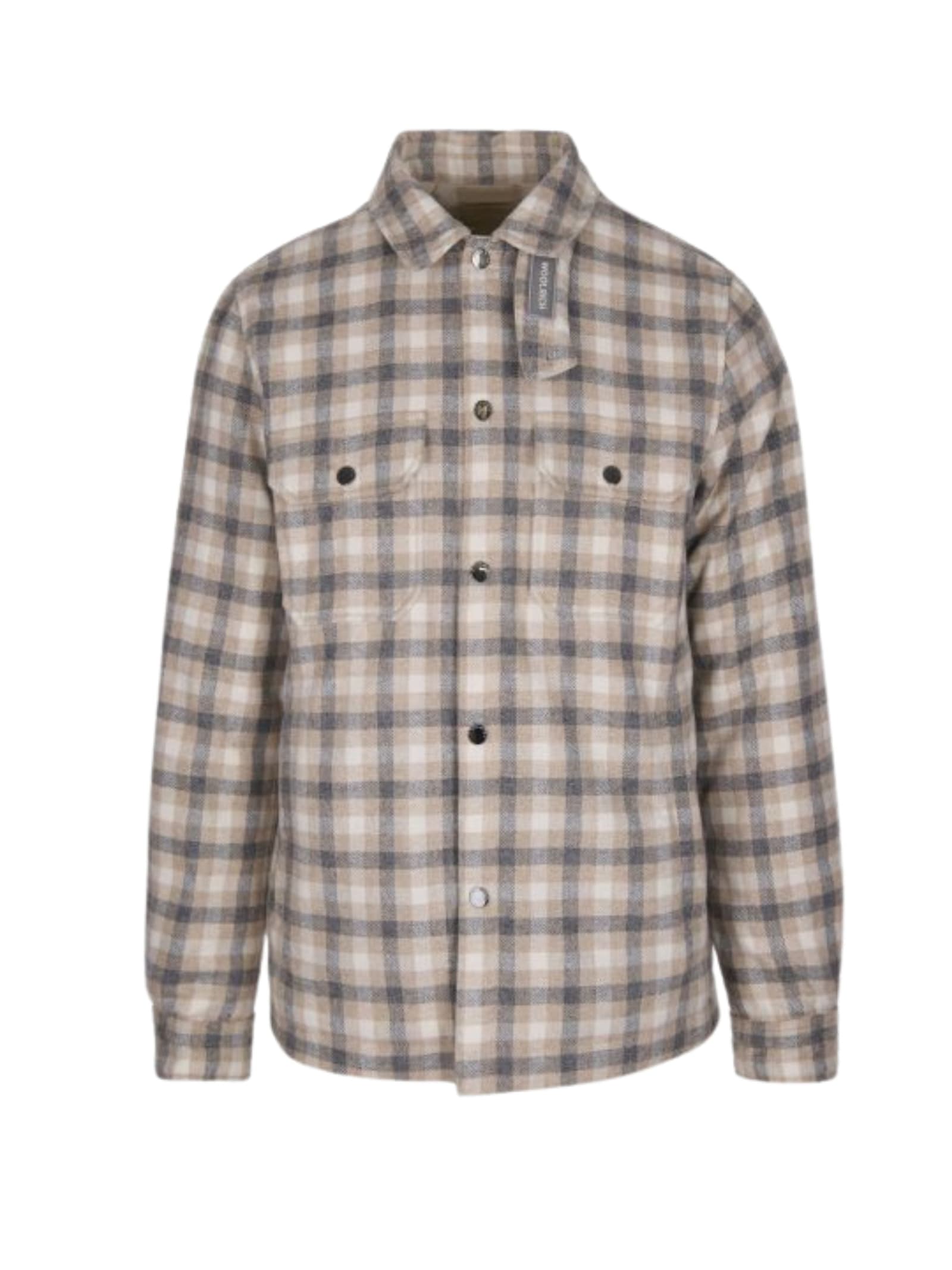 Woolrich Plaid Pattern Collared Jacket Chest Pockets In Brown
