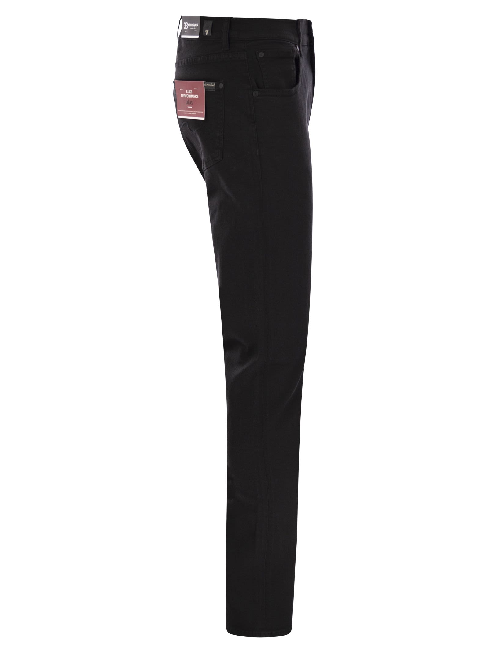 7 For All Mankind Slimmy Tapered Skinny Medium Waisted Jeans In Black