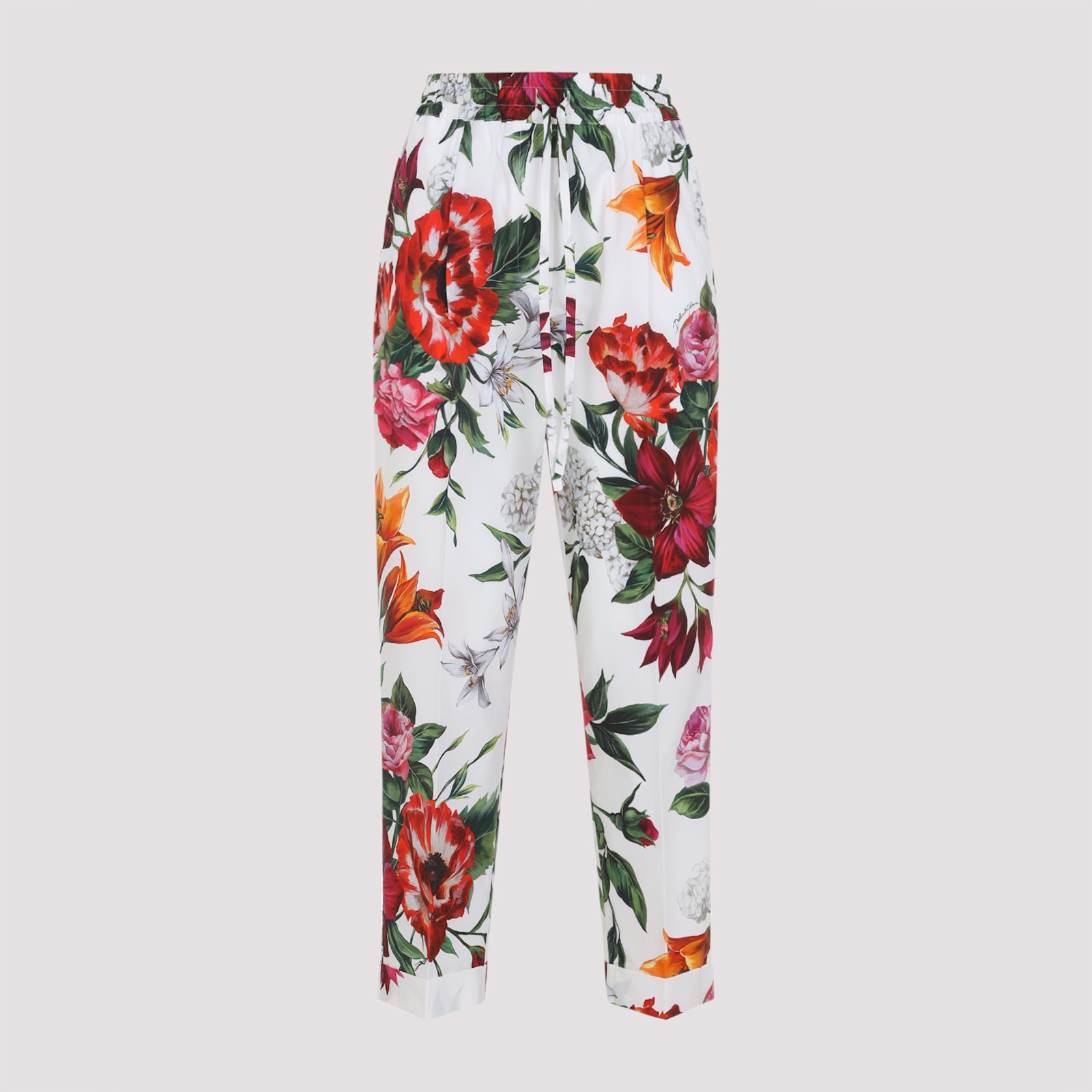 Dolce & Gabbana Elasticated Waist Floral Print Trousers In Multi