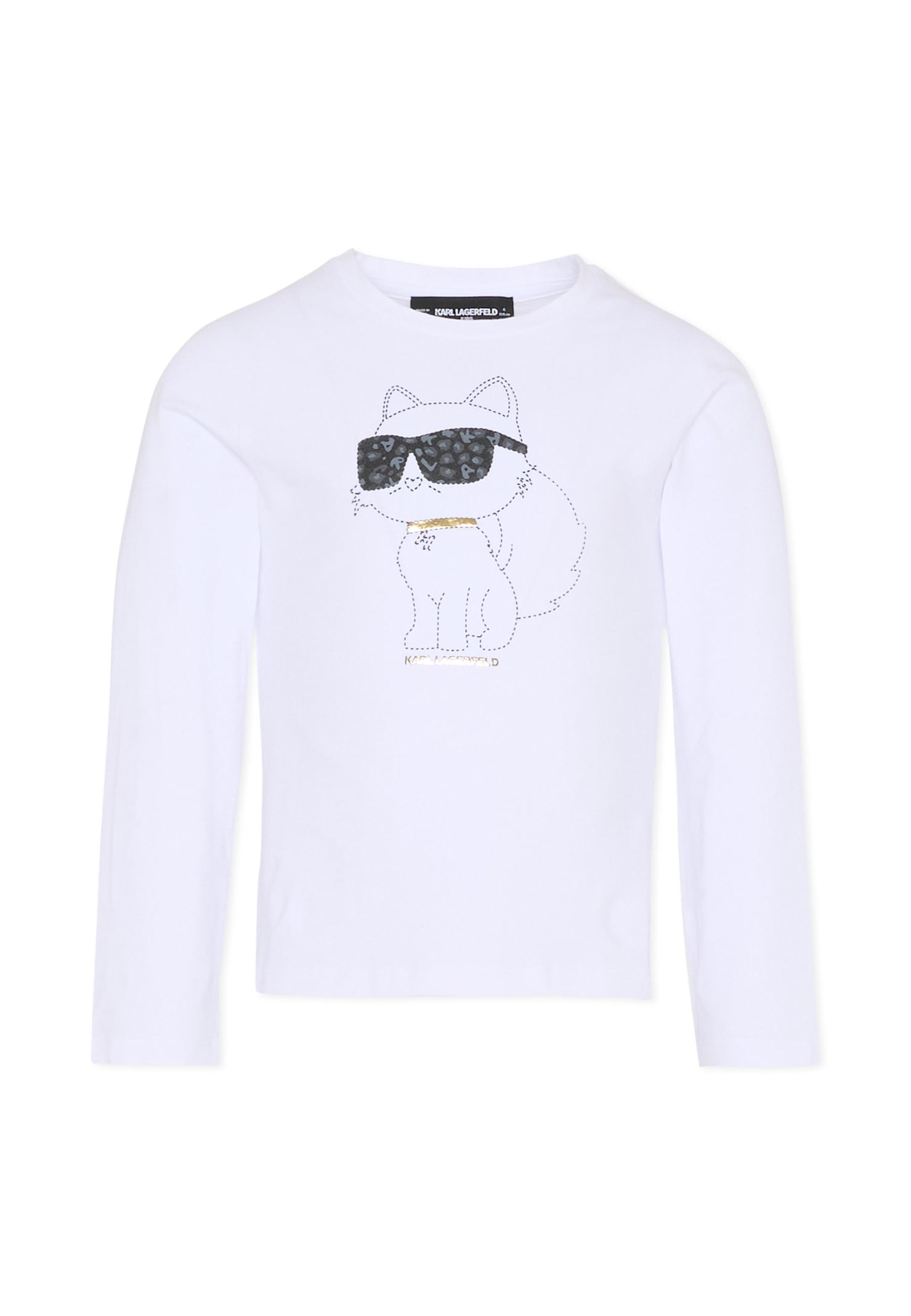 Karl Lagerfeld White T-shirt For Girl With Choupette In White