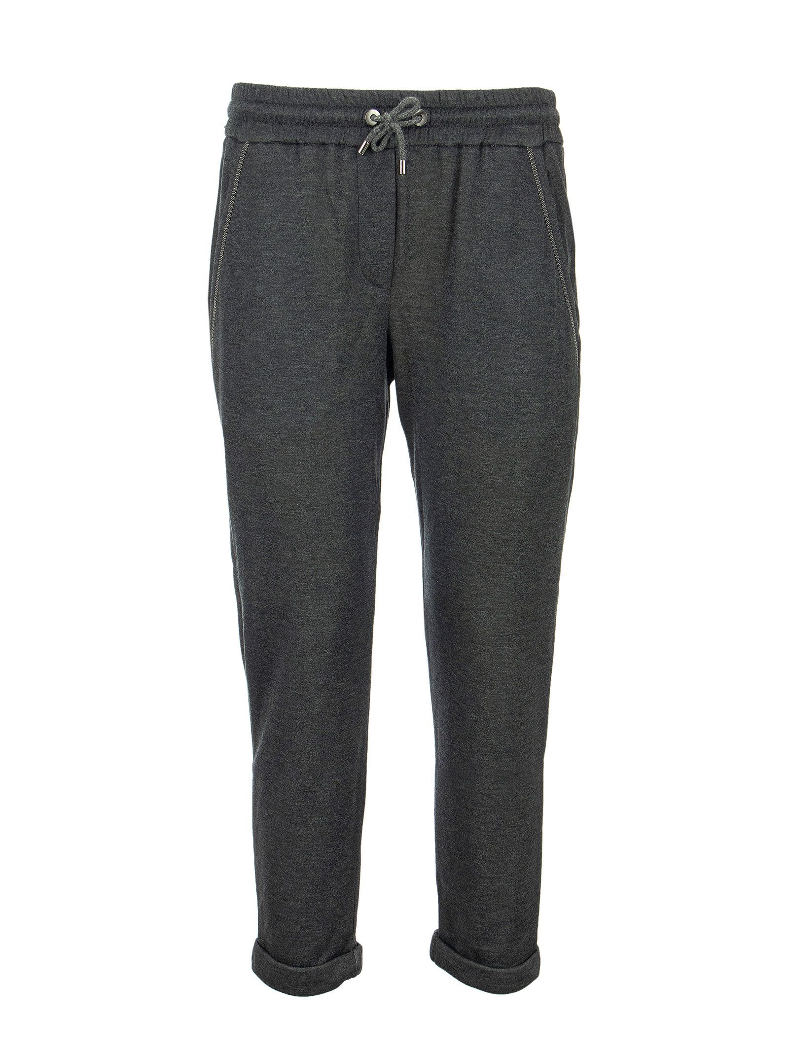 Brunello Cucinelli Cotton And Silk Lightweight Trousers With Monili