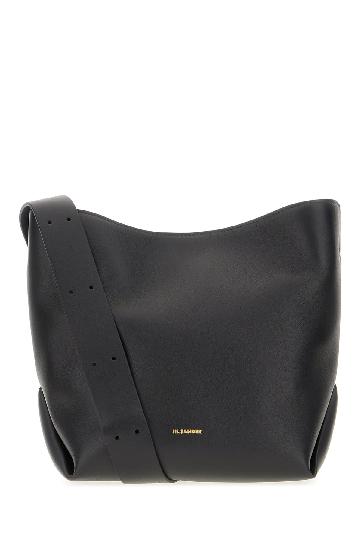 Shop Jil Sander Black Leather Small Folded Shoulder Bag