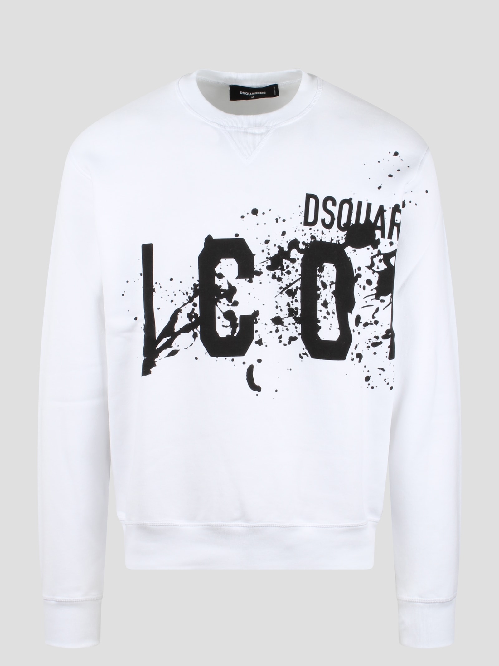 Shop Dsquared2 Icon Splash Cool Fit Crewneck Sweatshirt In White