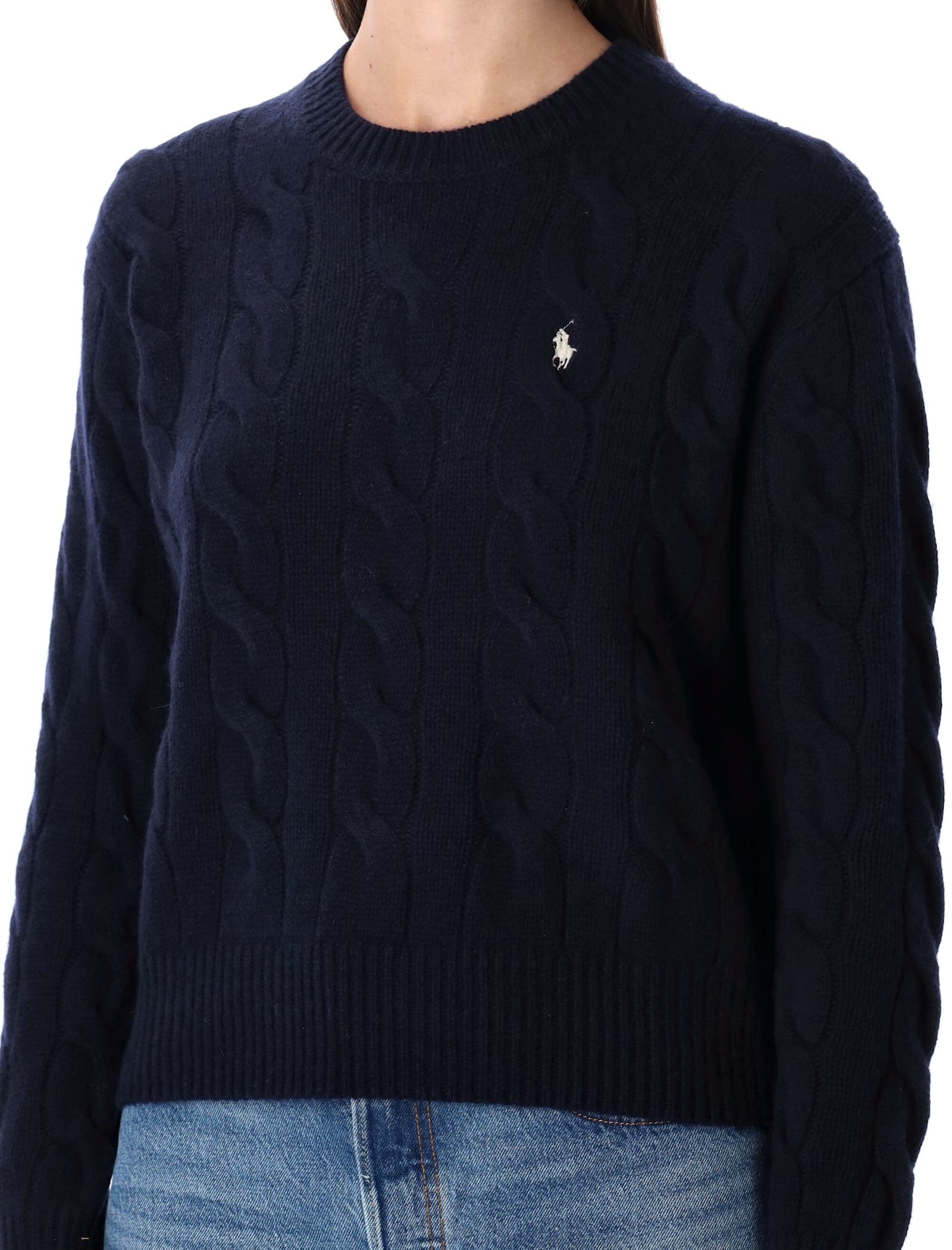 Polo Ralph Lauren Wool And Cashmere Cable-knit Sweater In Black