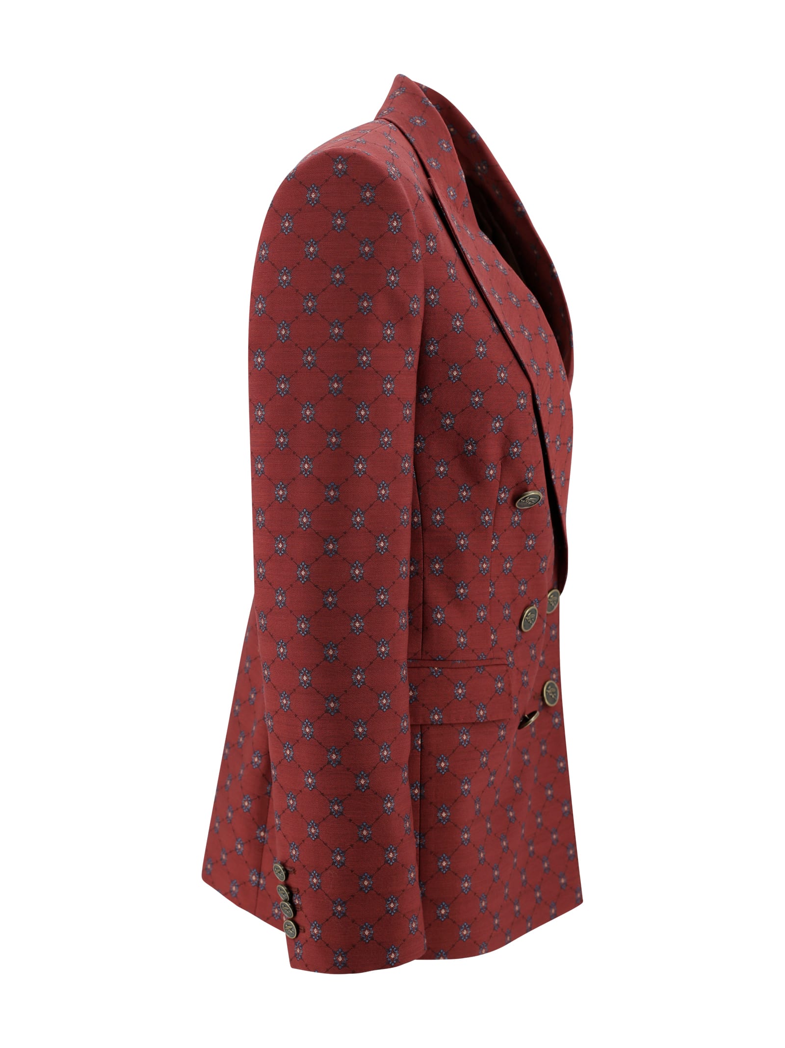 Etro Structured Lapel Buttoned Sleeve Jacket In Red
