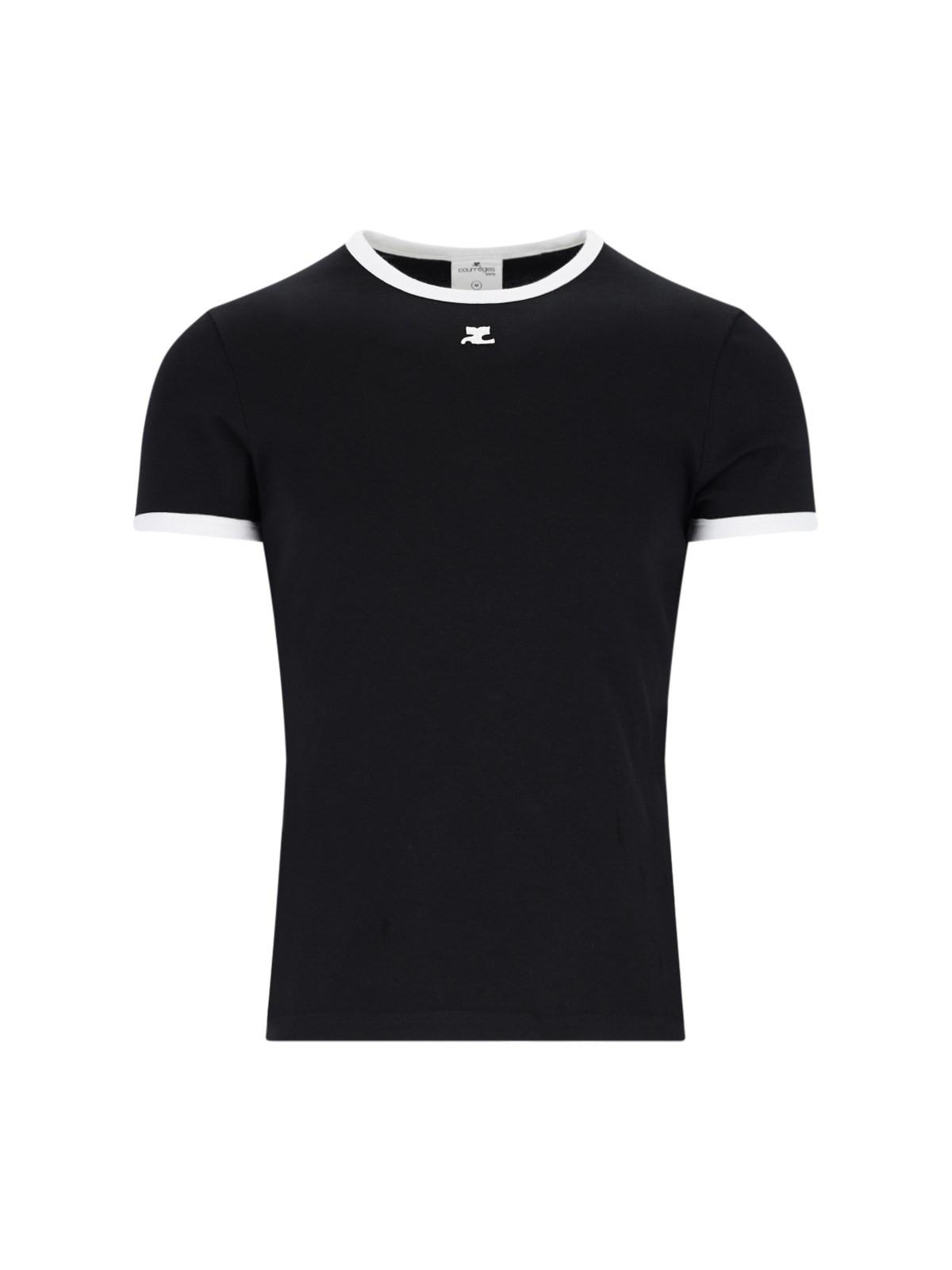 Shop Courrèges Contrast T-shirt In Black