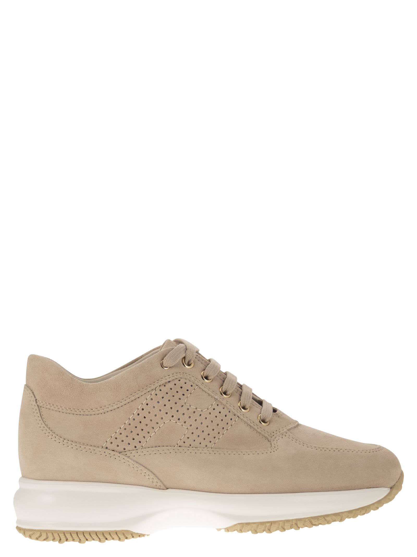 Hogan Woman Sneakers Camel Size 11 Soft Leather In Beige