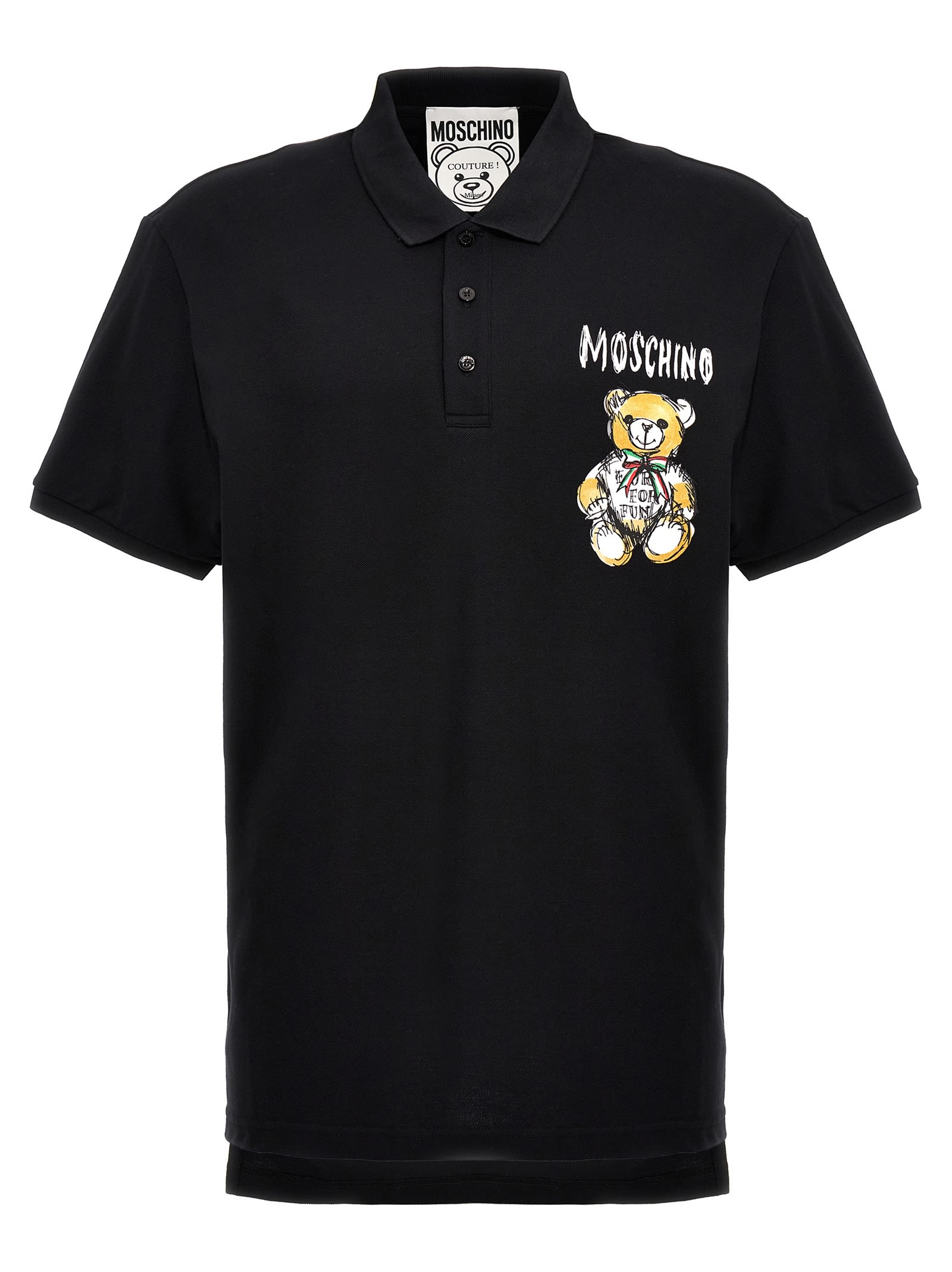 Shop Moschino Archive Teddy Polo Shirt In Black