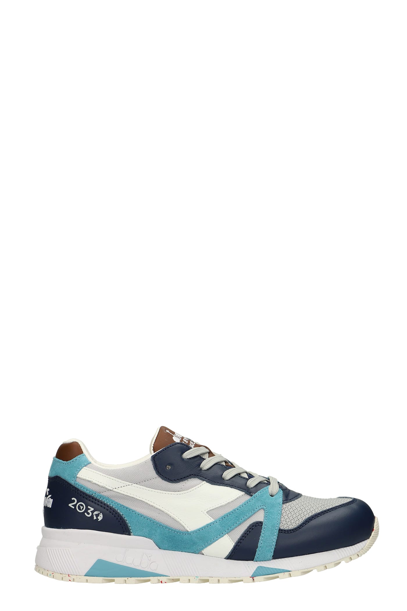 Diadora Heritage N9000 2030 Sneakers In Blue Leather And Fabric