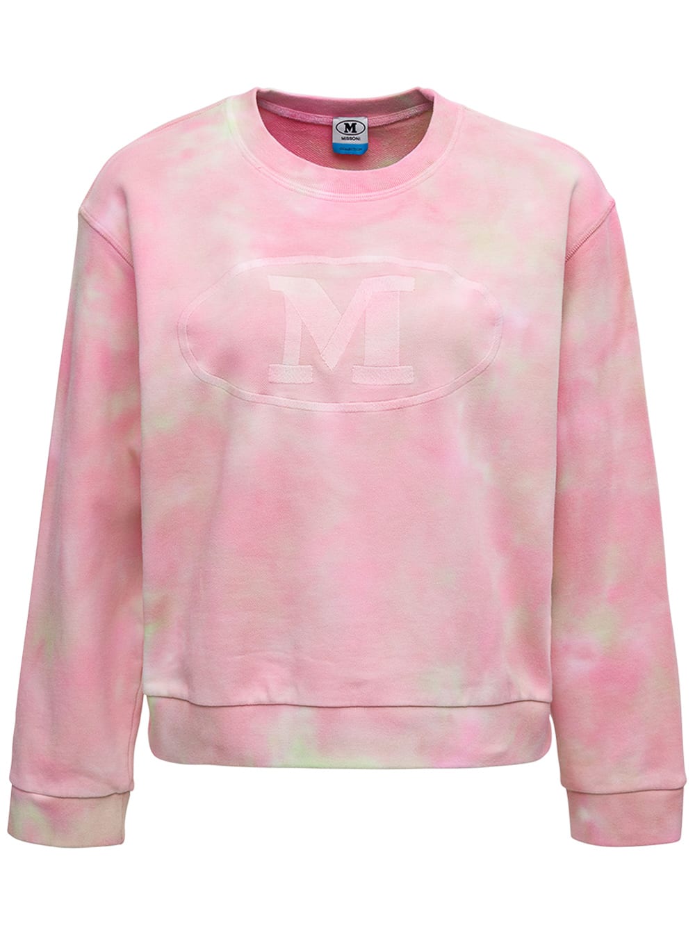 M Missoni Pink Crew Neck Jersey Sweatshirt With Logo
