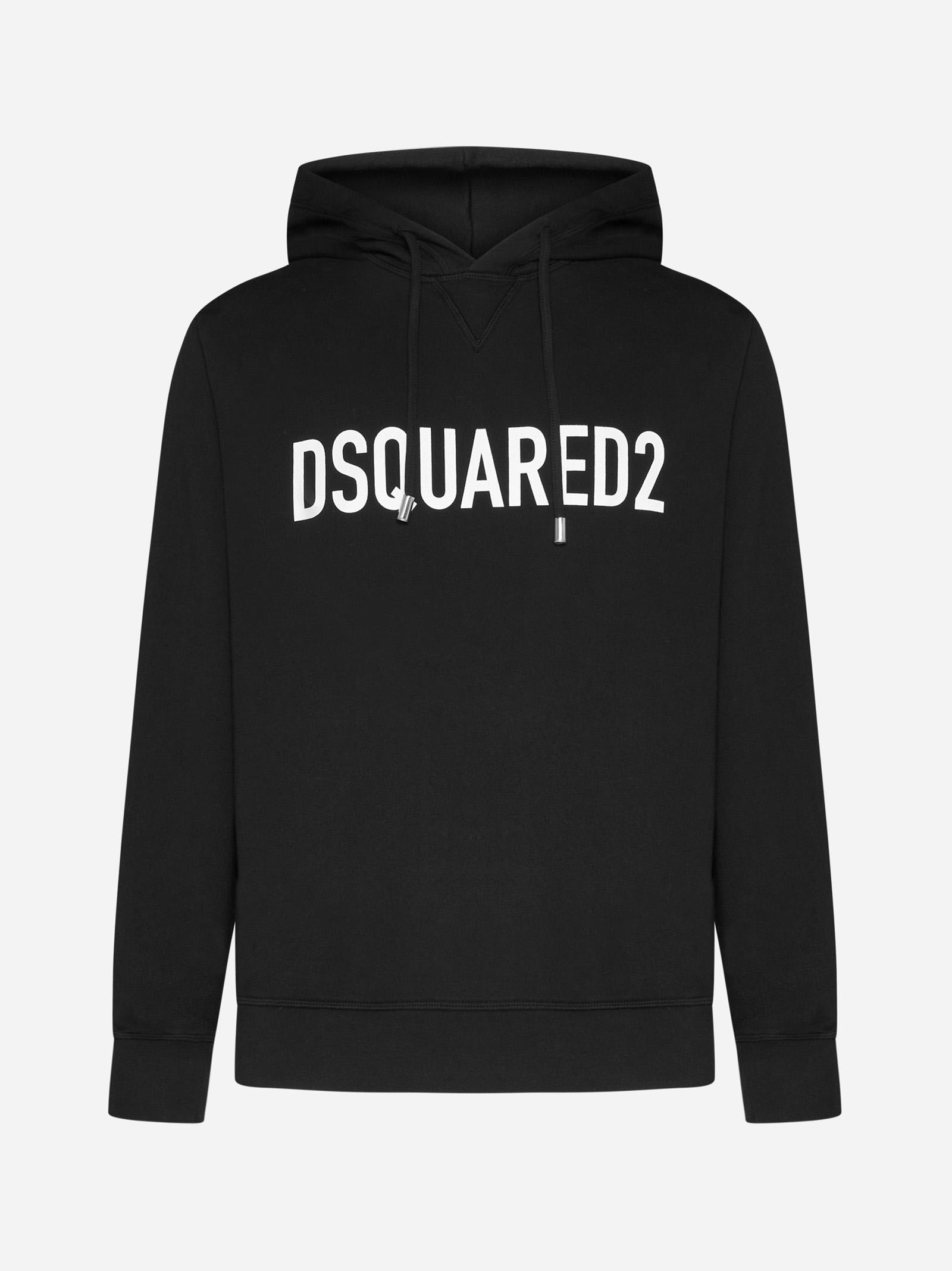 Shop Dsquared2 Logo Cotton Hoodie In Nero