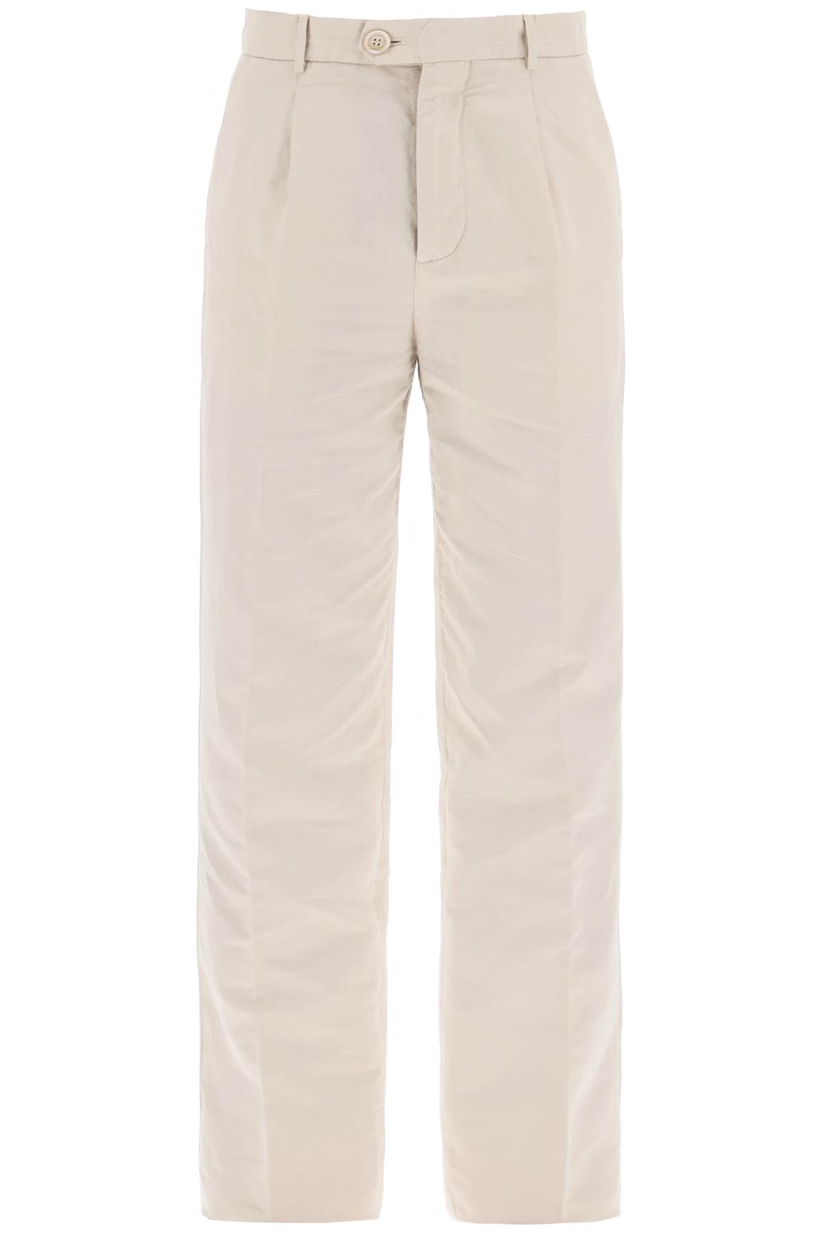 Shop Brunello Cucinelli Cotton And Linen Gabardine Pants In Semi Di Lino (beige)