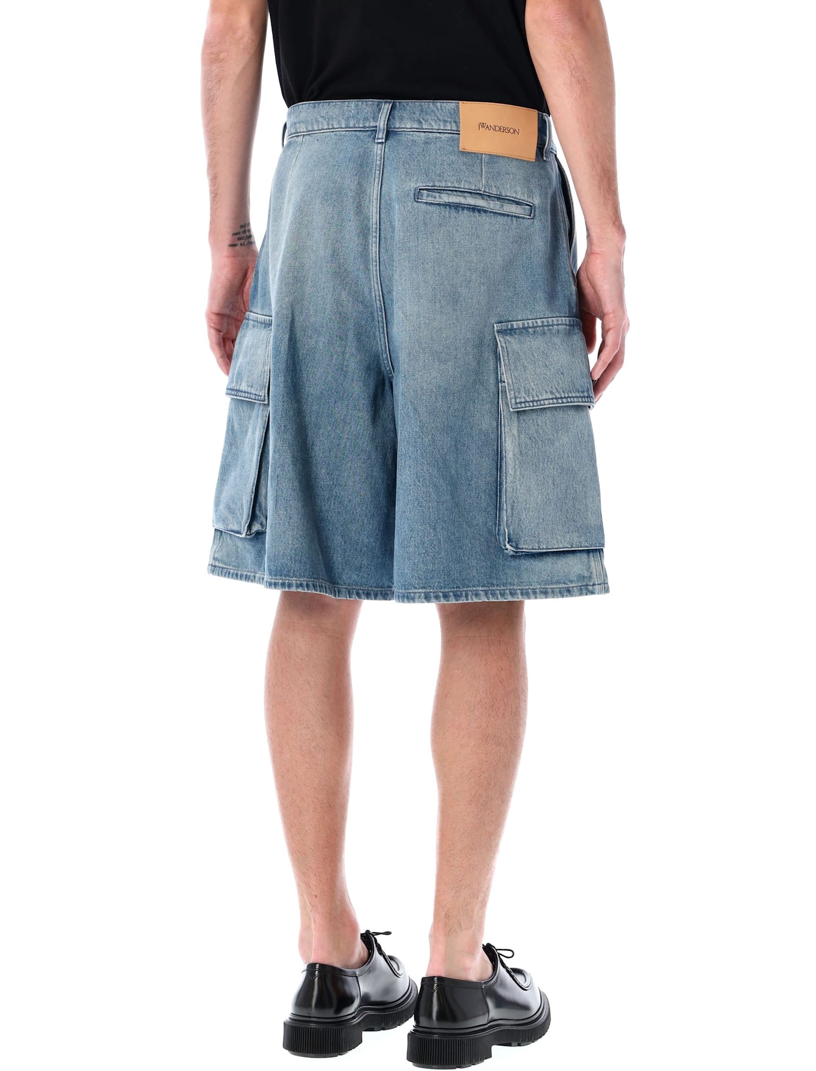 Jw Anderson J. W. Anderson Delavé Wide-leg Cotton Denim Bermuda Shorts In Blue
