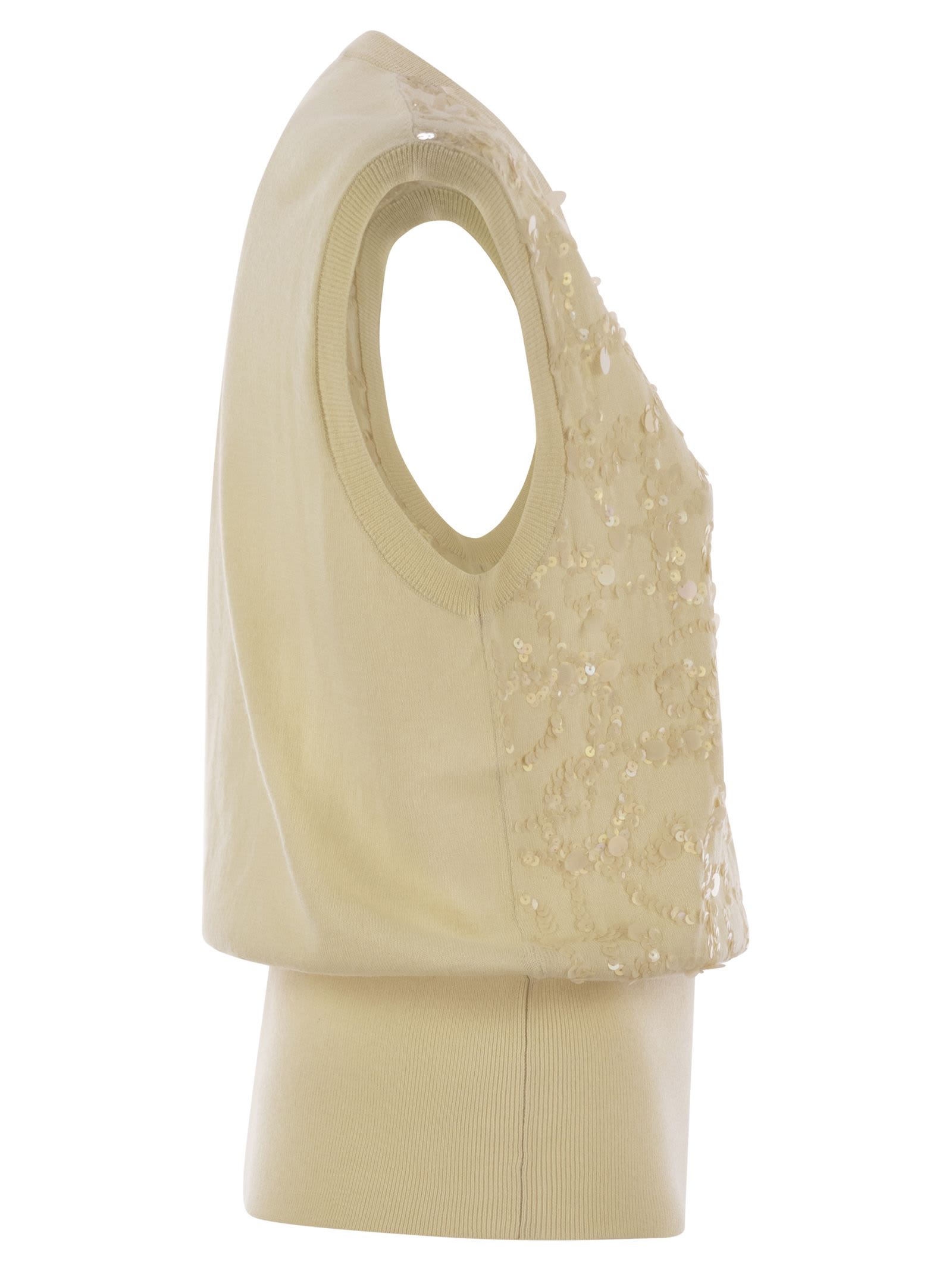 FABIANA FILIPPI WOOL AND COTTON WAISTCOAT WITH SEQUINS