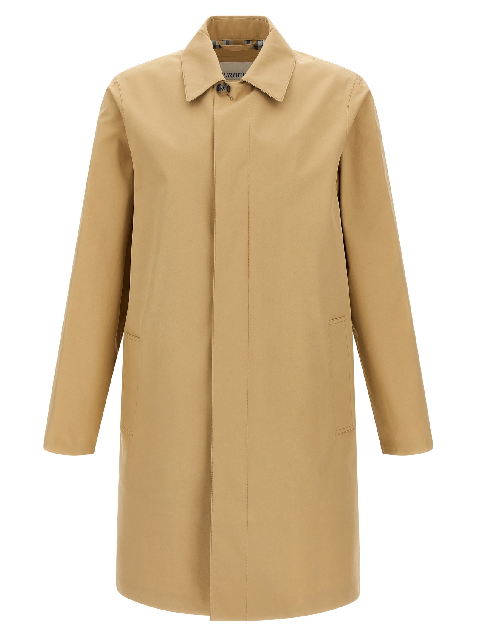 Burberry Car Coat With Collar And Long Sleeves In Multi