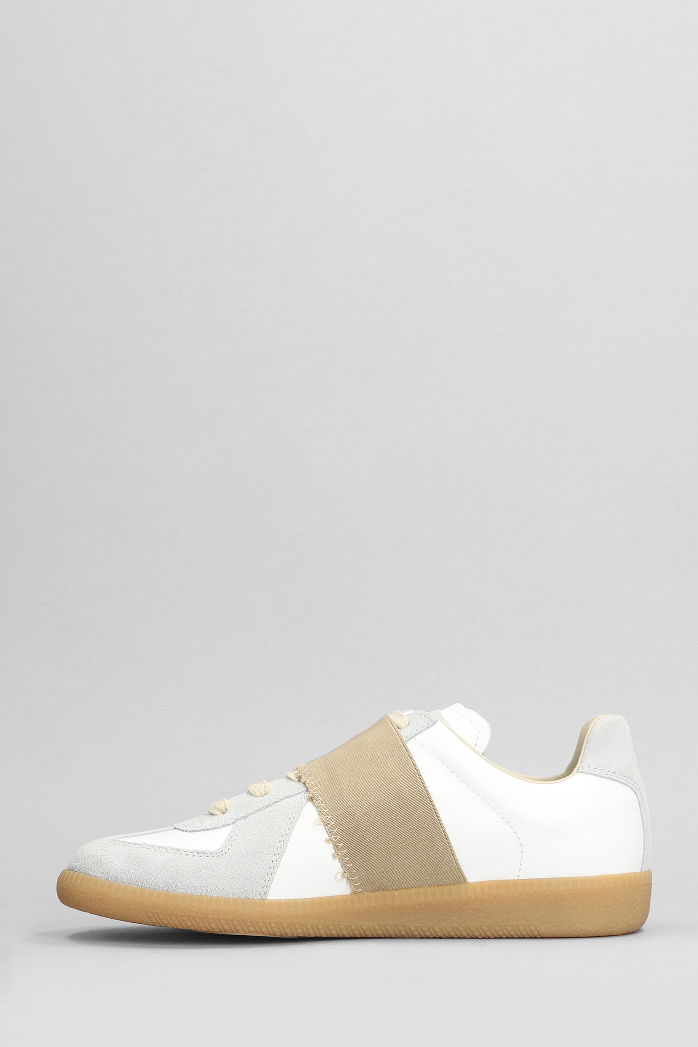Shop Maison Margiela Replica Sneakers In White Suede And Leather
