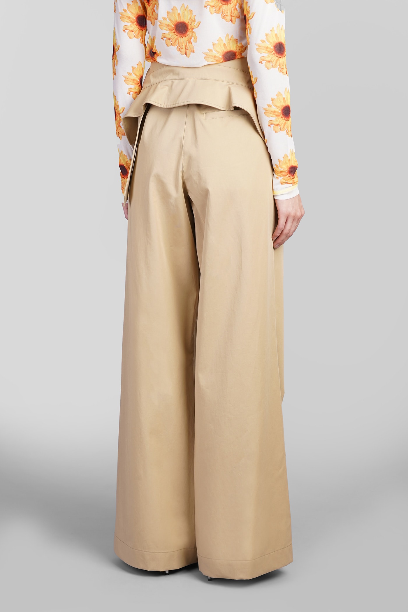 Jw Anderson Beige Fold Over Trench Trousers In Beige