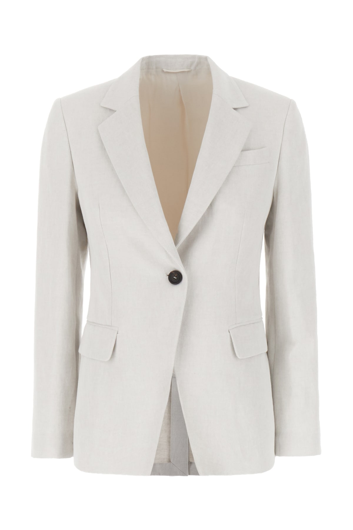 Brunello Cucinelli Light Grey Cotton Blend Blazer In Chalk