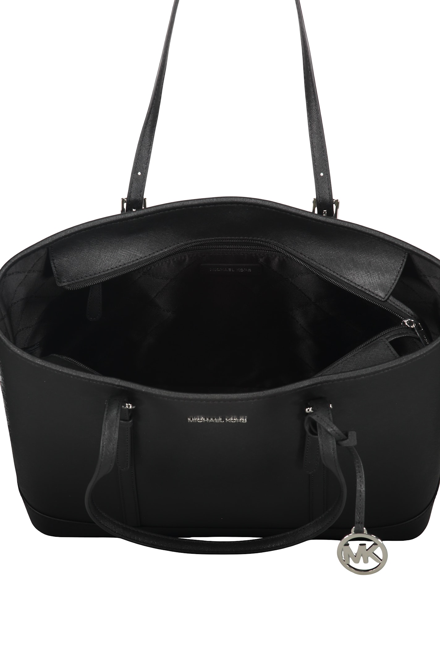 Michael Kors Jet Set Leather Tote Bag In Black