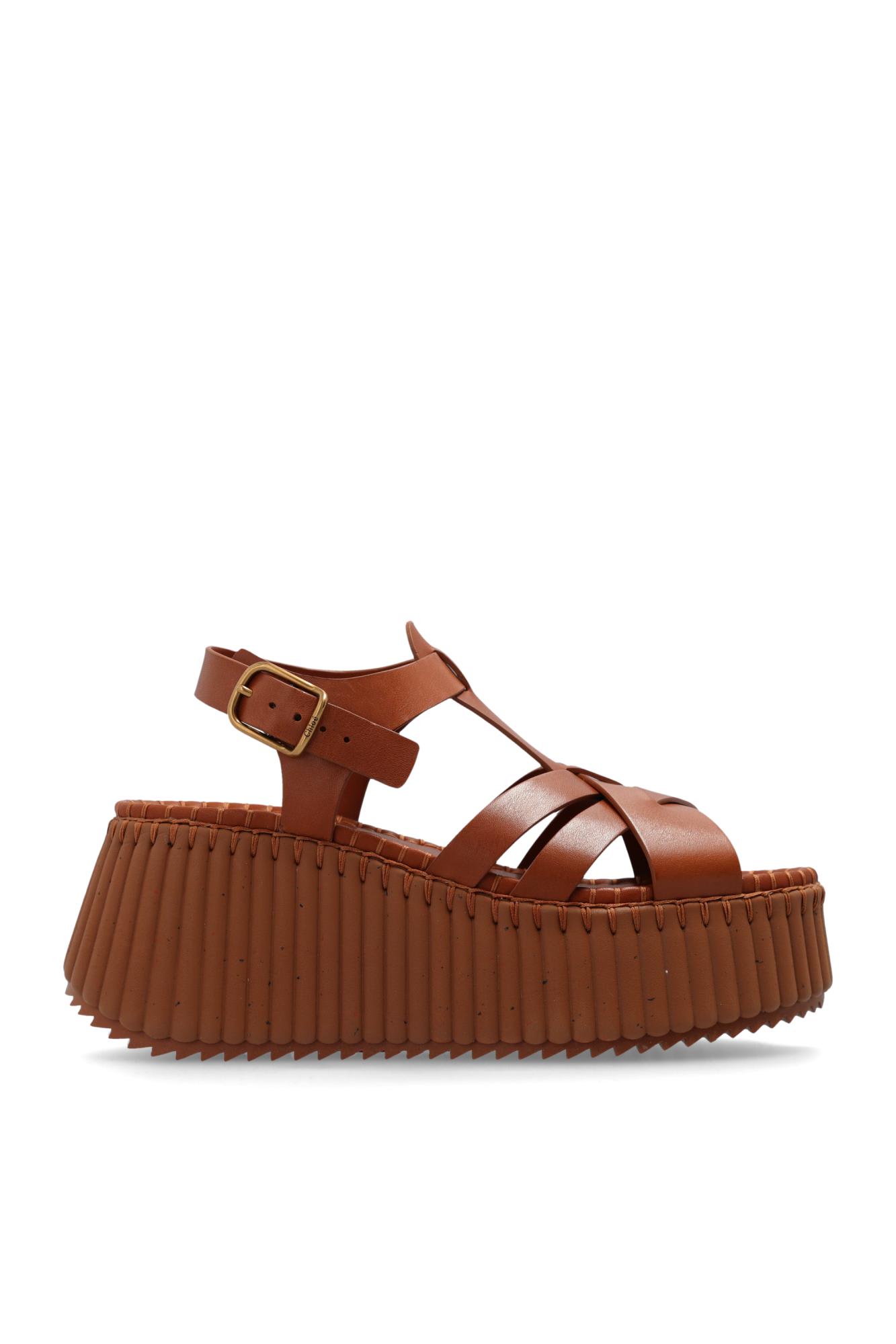 Chloé Women Leather Nama Platform Sandals In Multi
