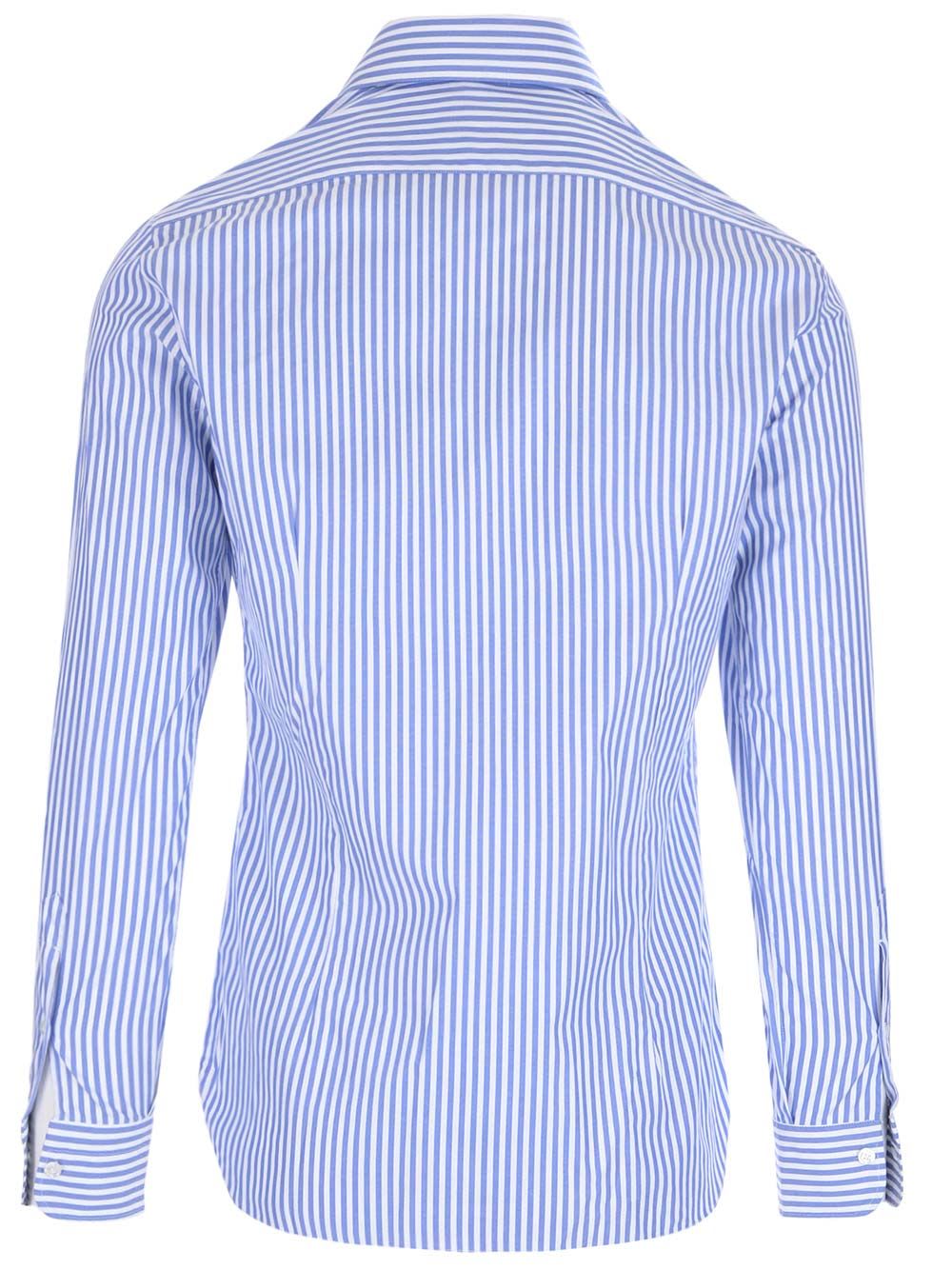 BARBA NAPOLI CULTO STRIPED SHIRT WHITE AND BLUE 