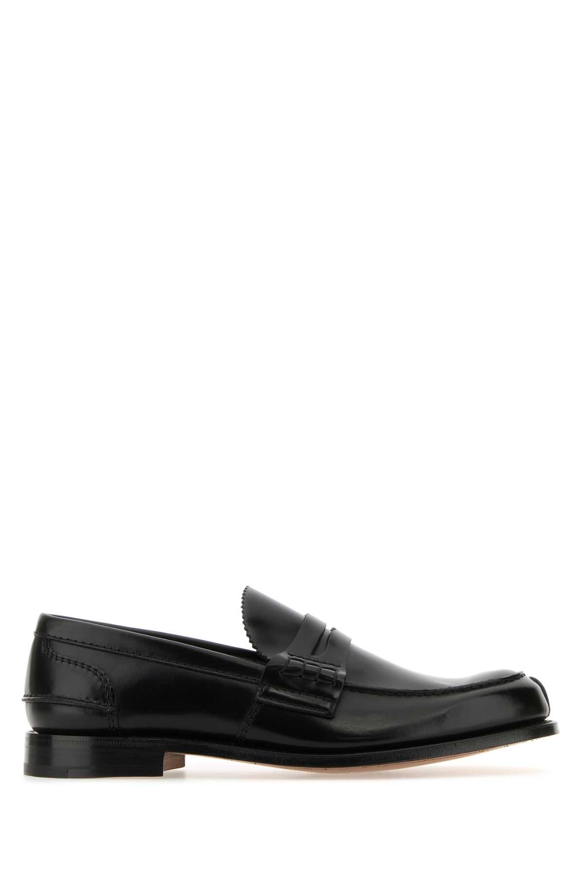 Black Leather Pembrey Loafers