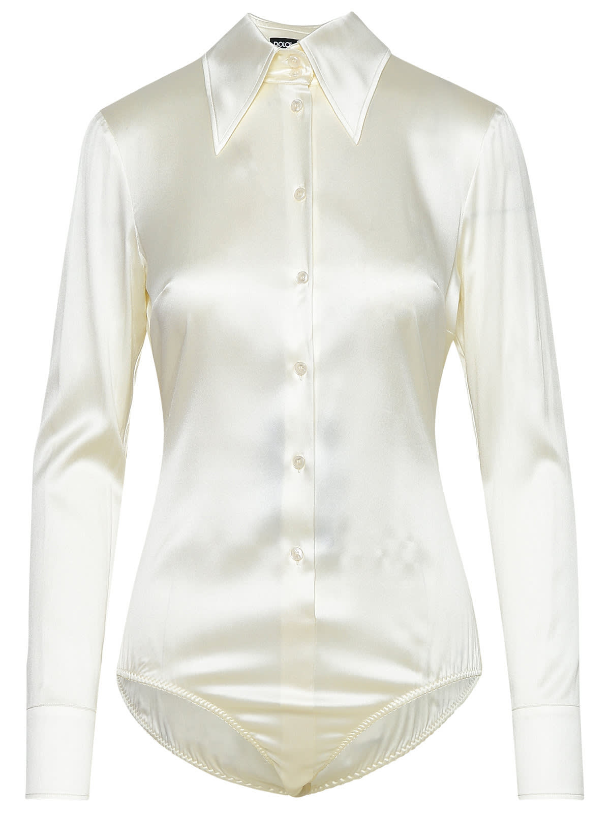 Shop Dolce & Gabbana Ivory Silk Blend Shirt