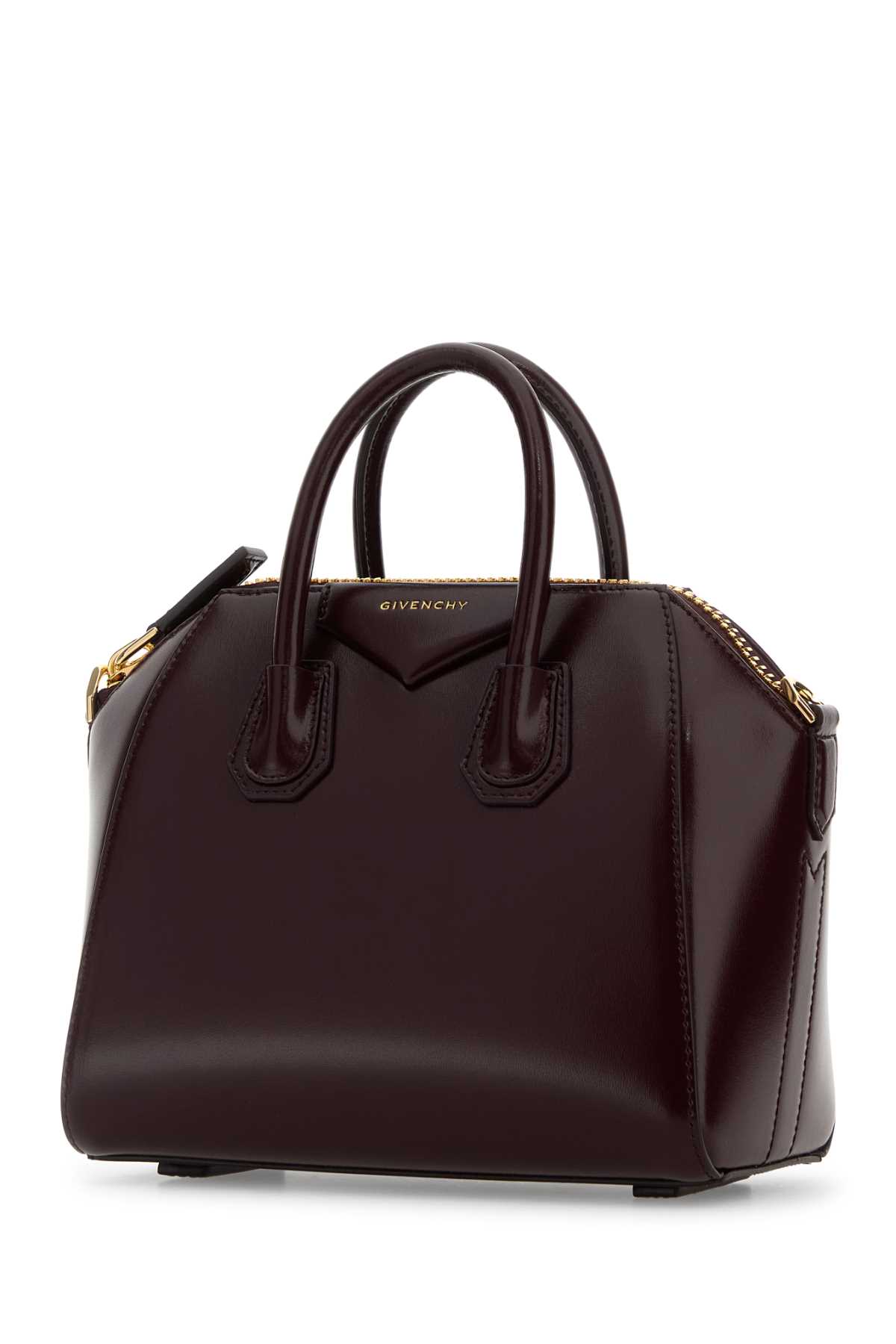 Givenchy Grape Leather Mini Antigona Handbag In Burgundy