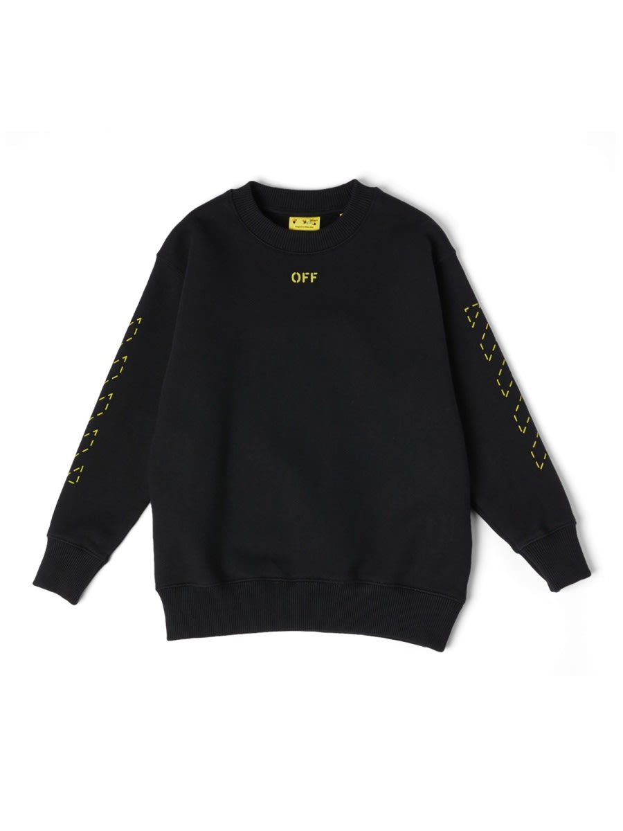 Off-white Kids' Arrow Stitched Crewneck In Black