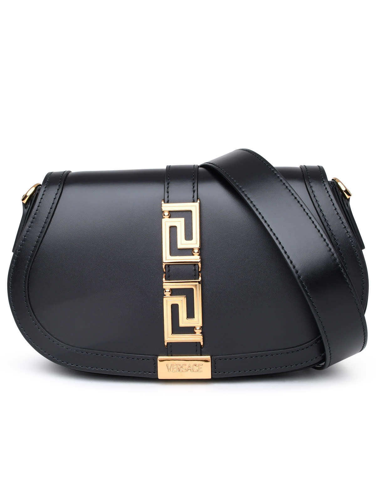 Versace Black Leather Greca Goddess Bag