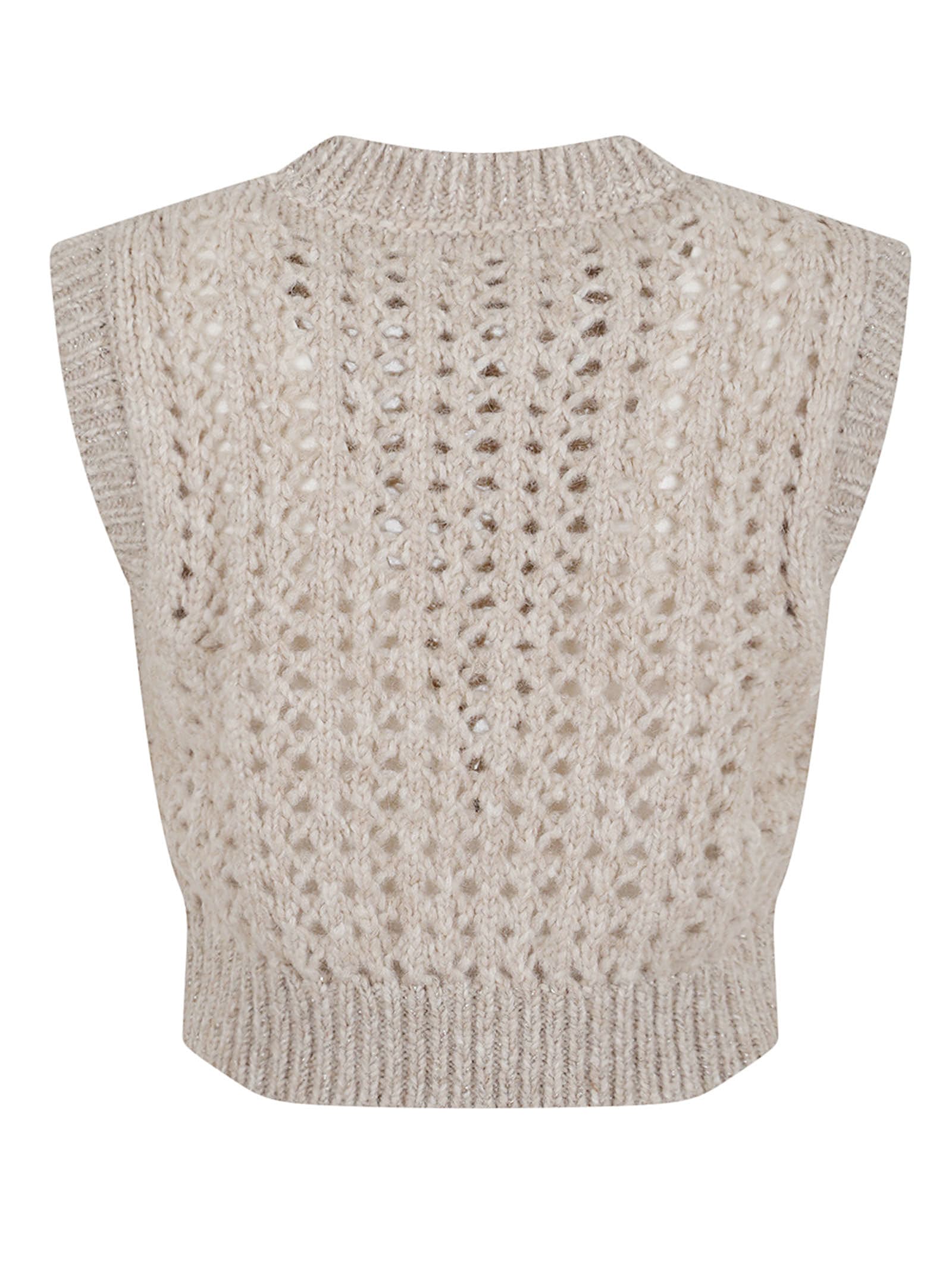 Peserico Alpaca And Wool Vest In Neutral